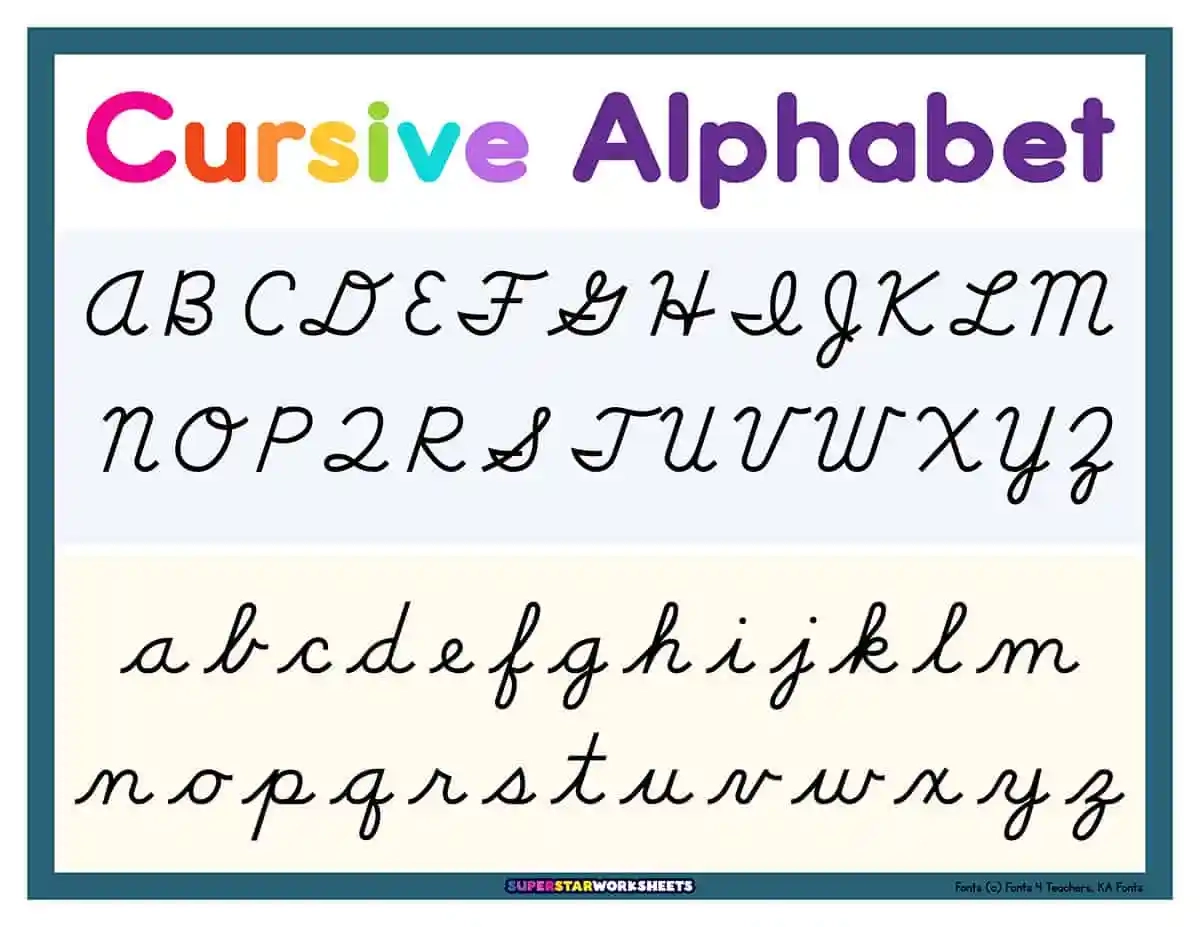cursive alphabet chart printable