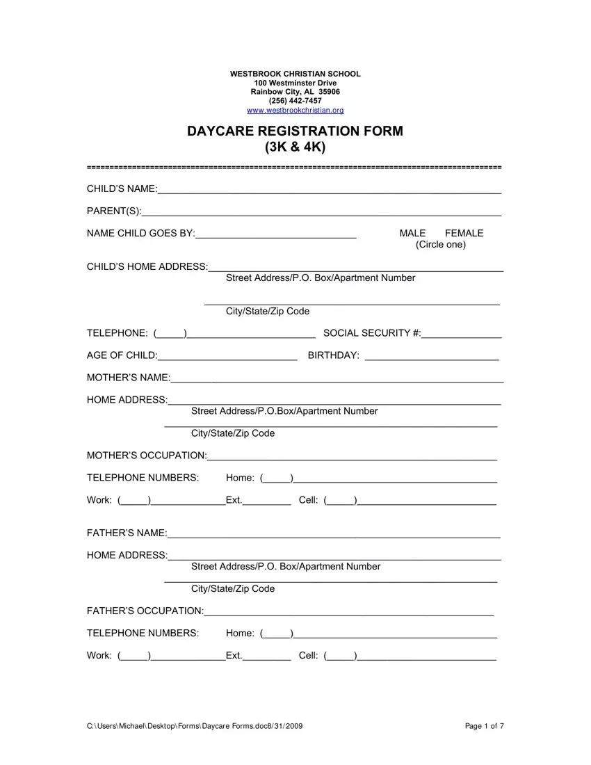 Printable Daycare Form Fill Out Printable PDF Forms