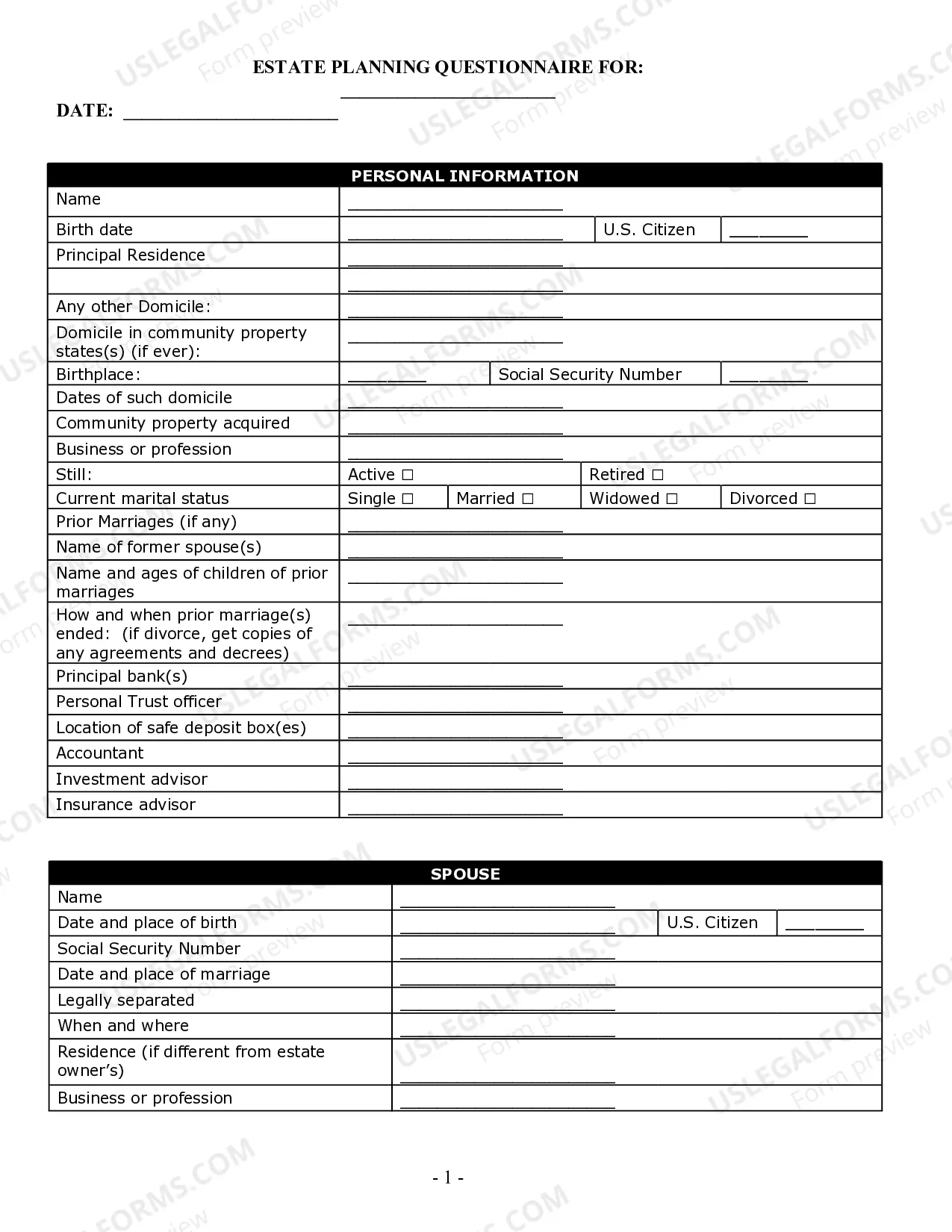 Printable Estate Planning Checklist With Names US Legal Forms