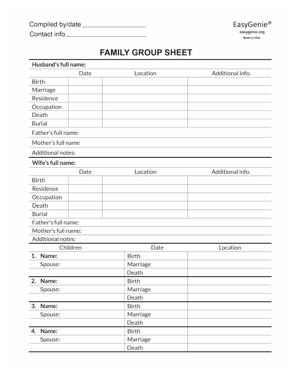 printable genealogy forms