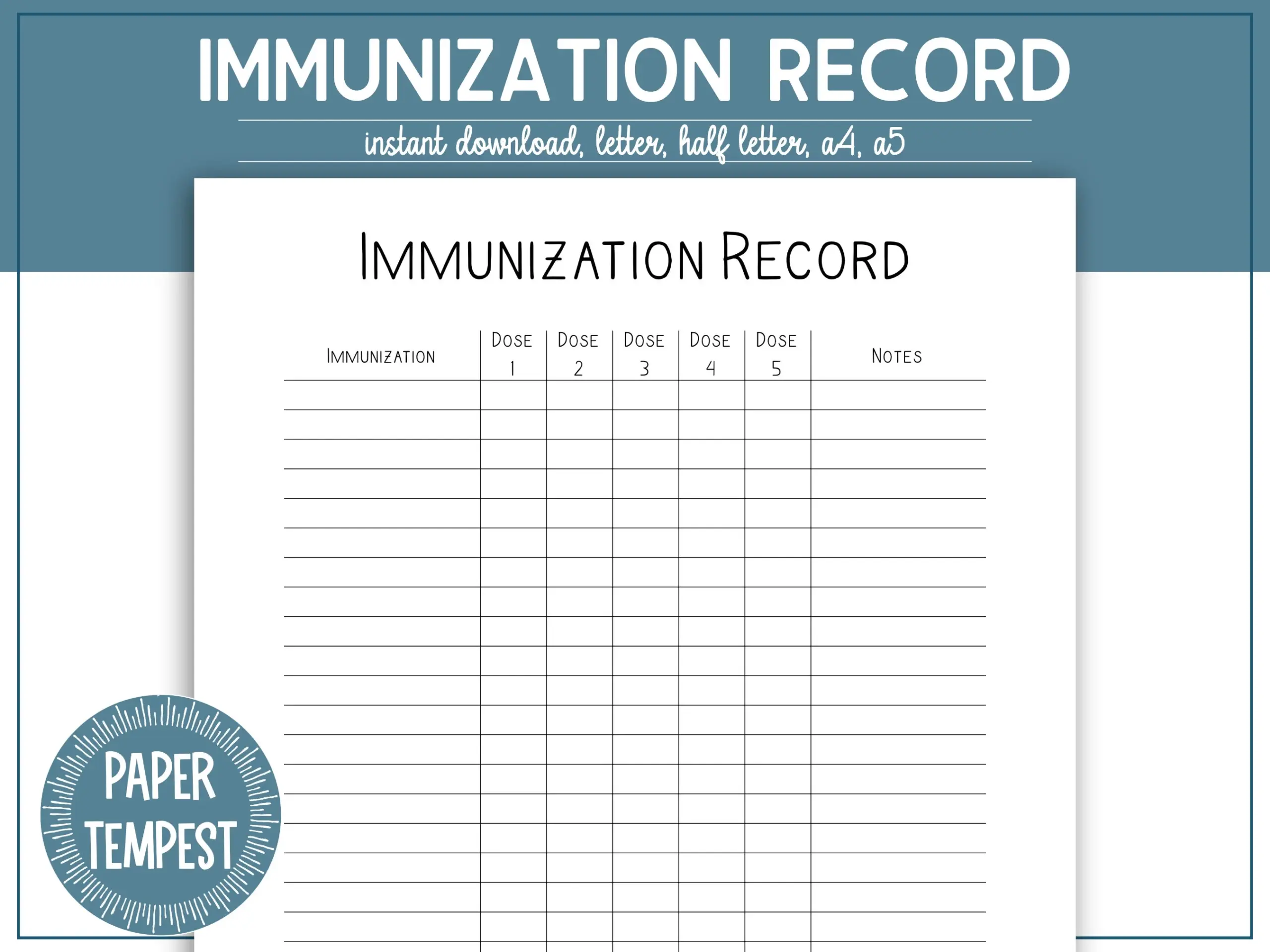 Printable Immunization Record Template Printable Vaccine Log Family Medical Binder Vaccine History Grab And Go Page Shot Tracker Etsy Sweden