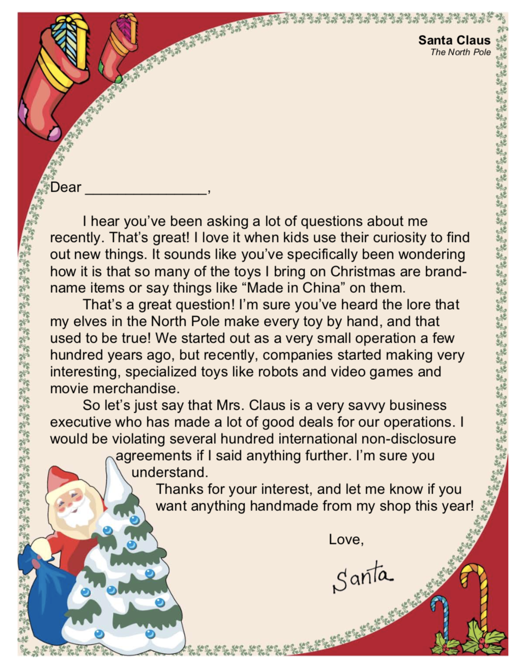 letters from santa free