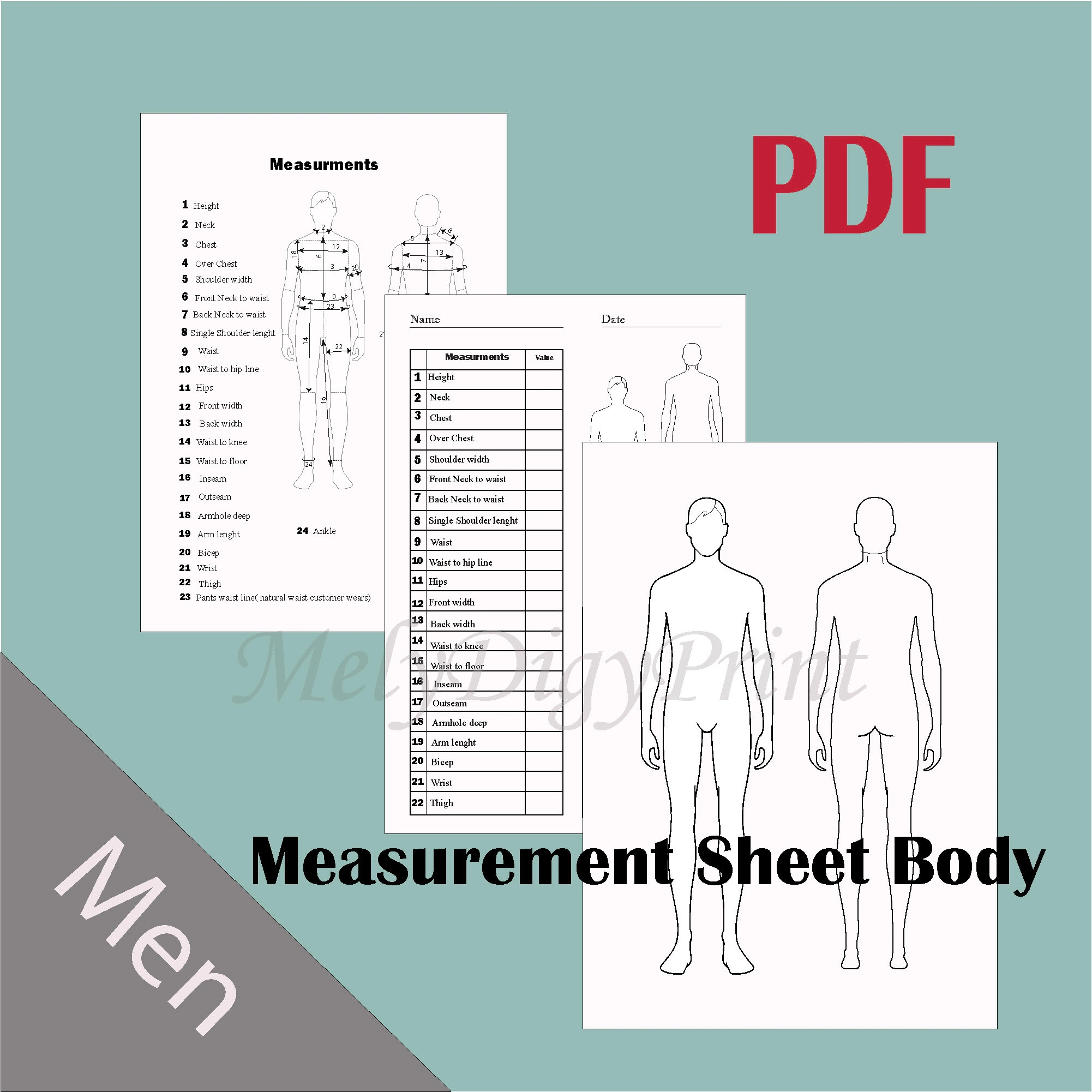body measurement chart male