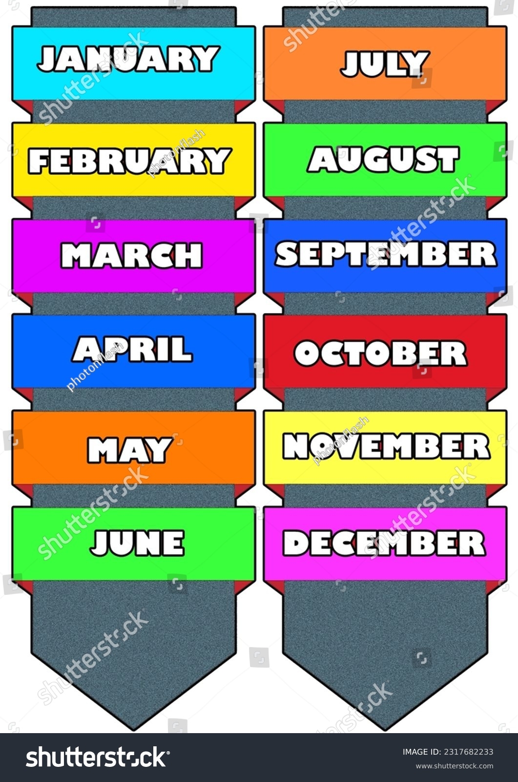Printable Months Year Name Chart Kids Stock Illustration 2317682233 Shutterstock