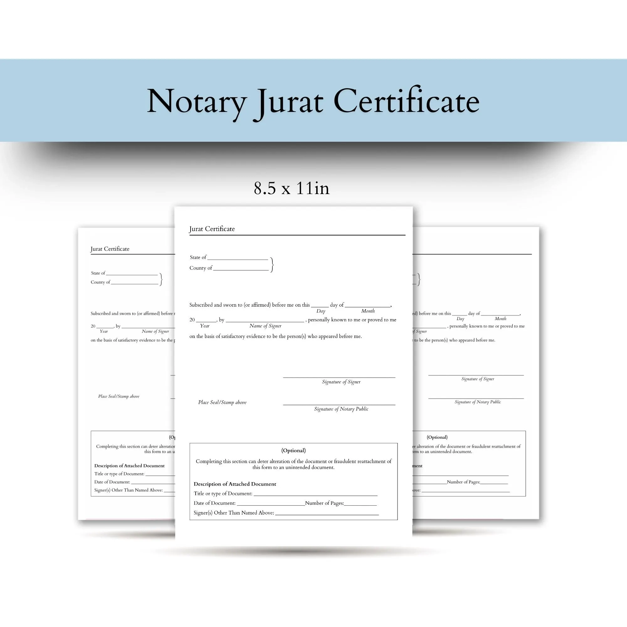 Printable Notary Jurat Certificate Template Professional Legal Form PDF Etsy Israel