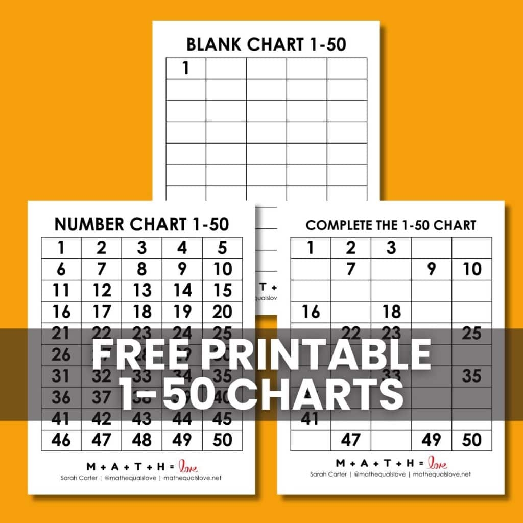 printable 1 50 number chart