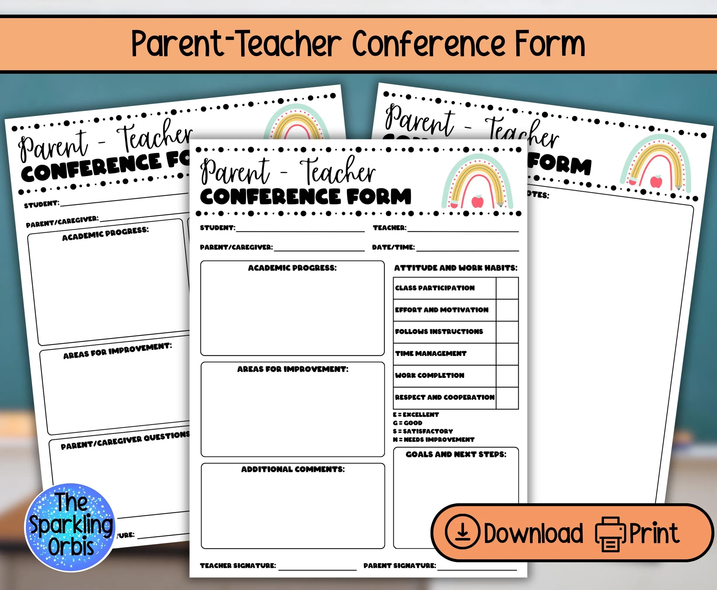 elementary printable parent teacher conference form