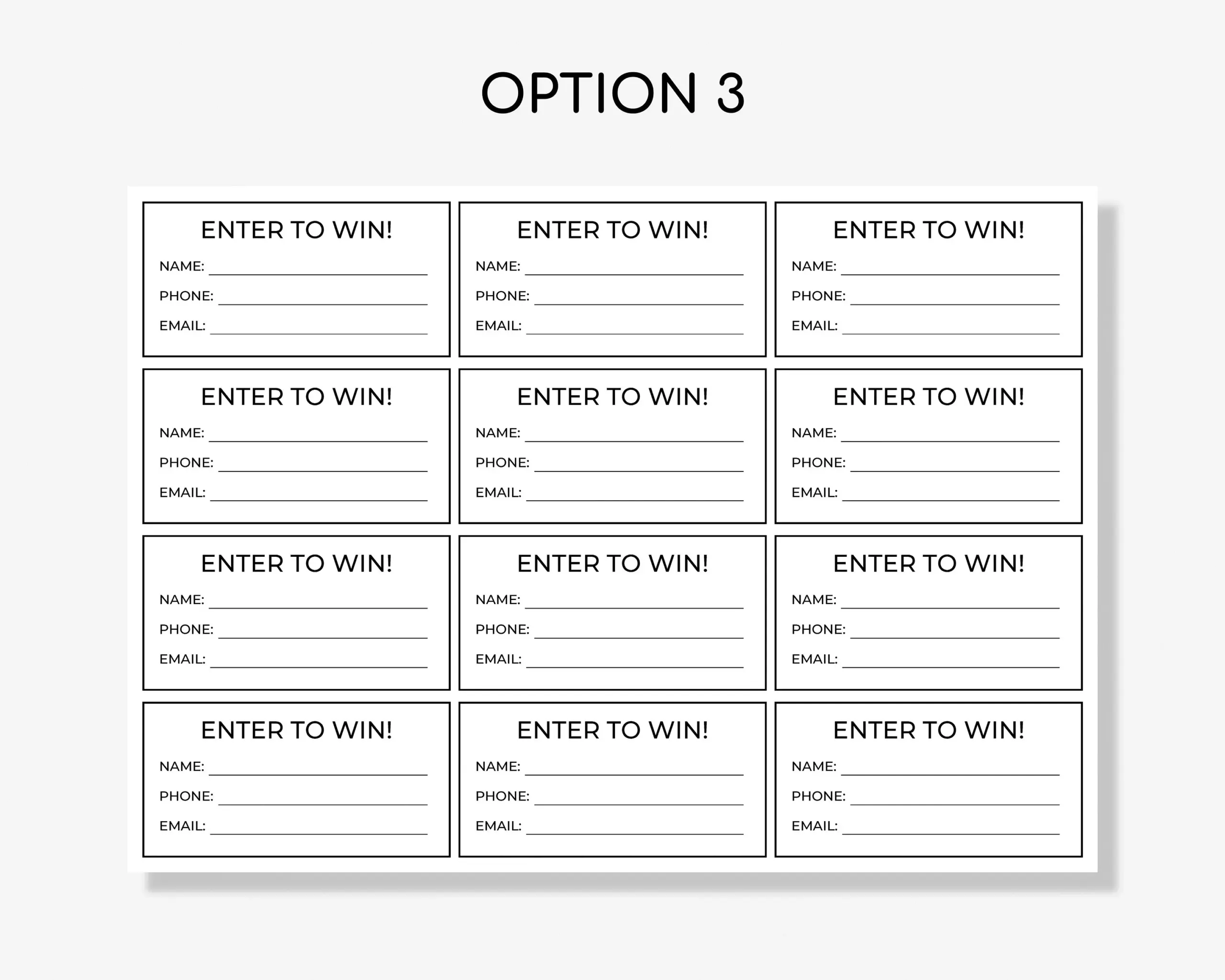 free printable contest entry form template