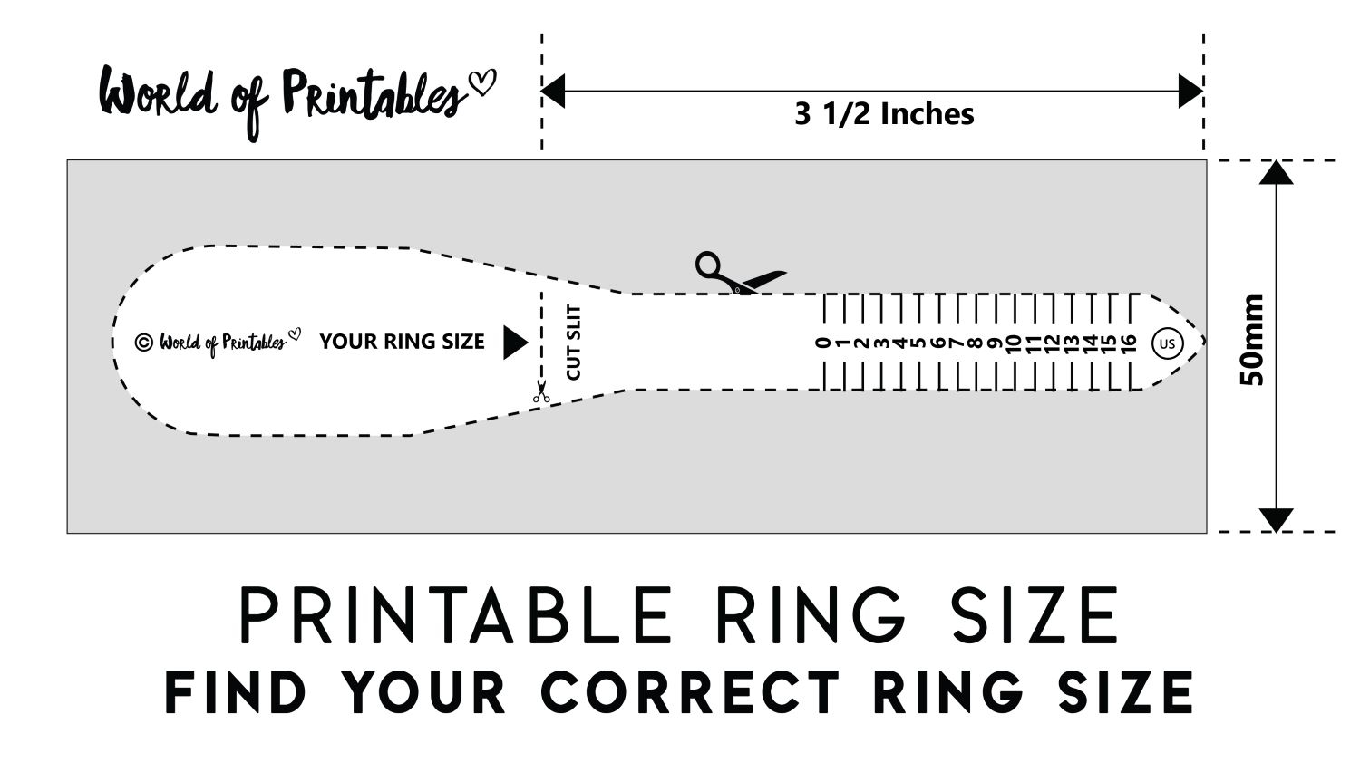 free ring size chart printable