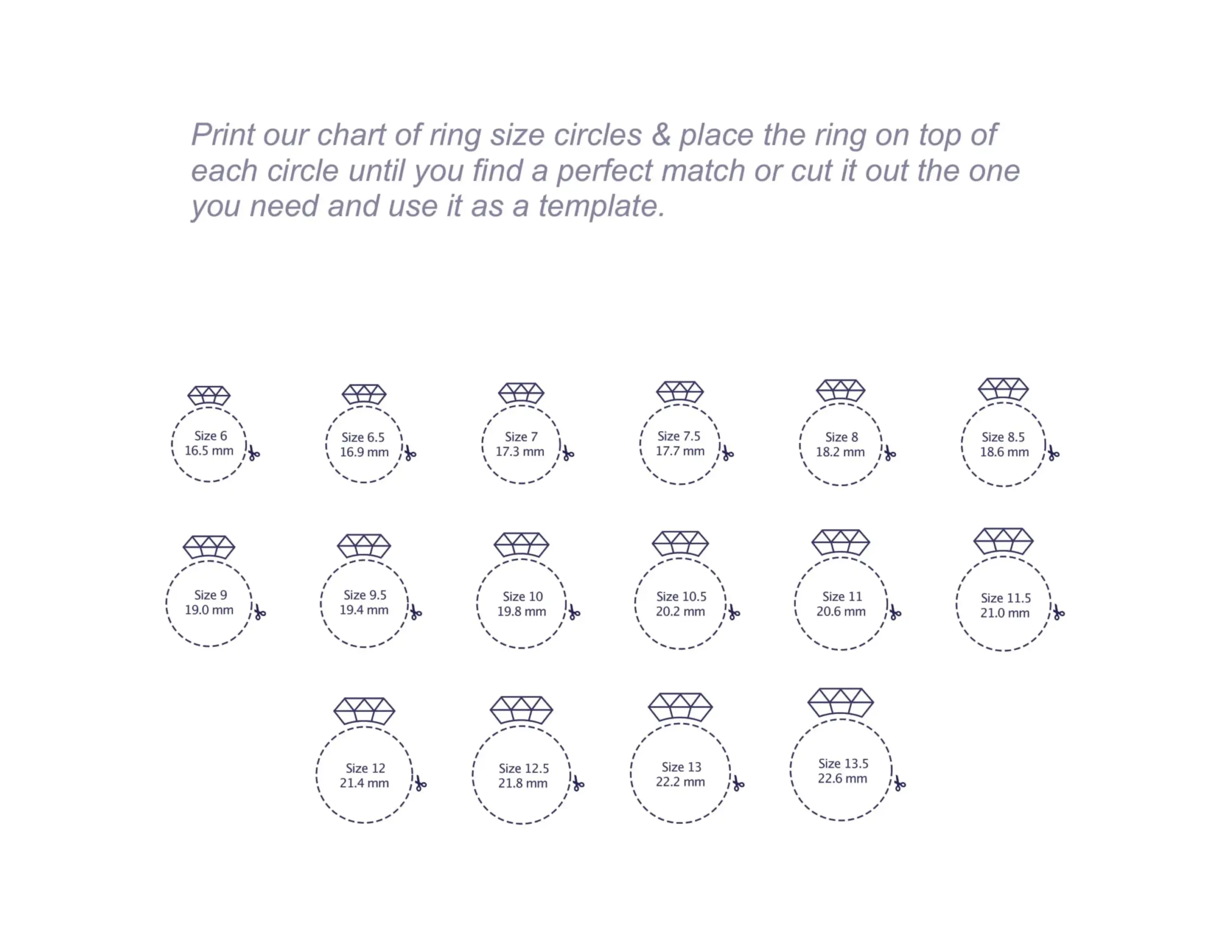 printable ring size chart millimeters