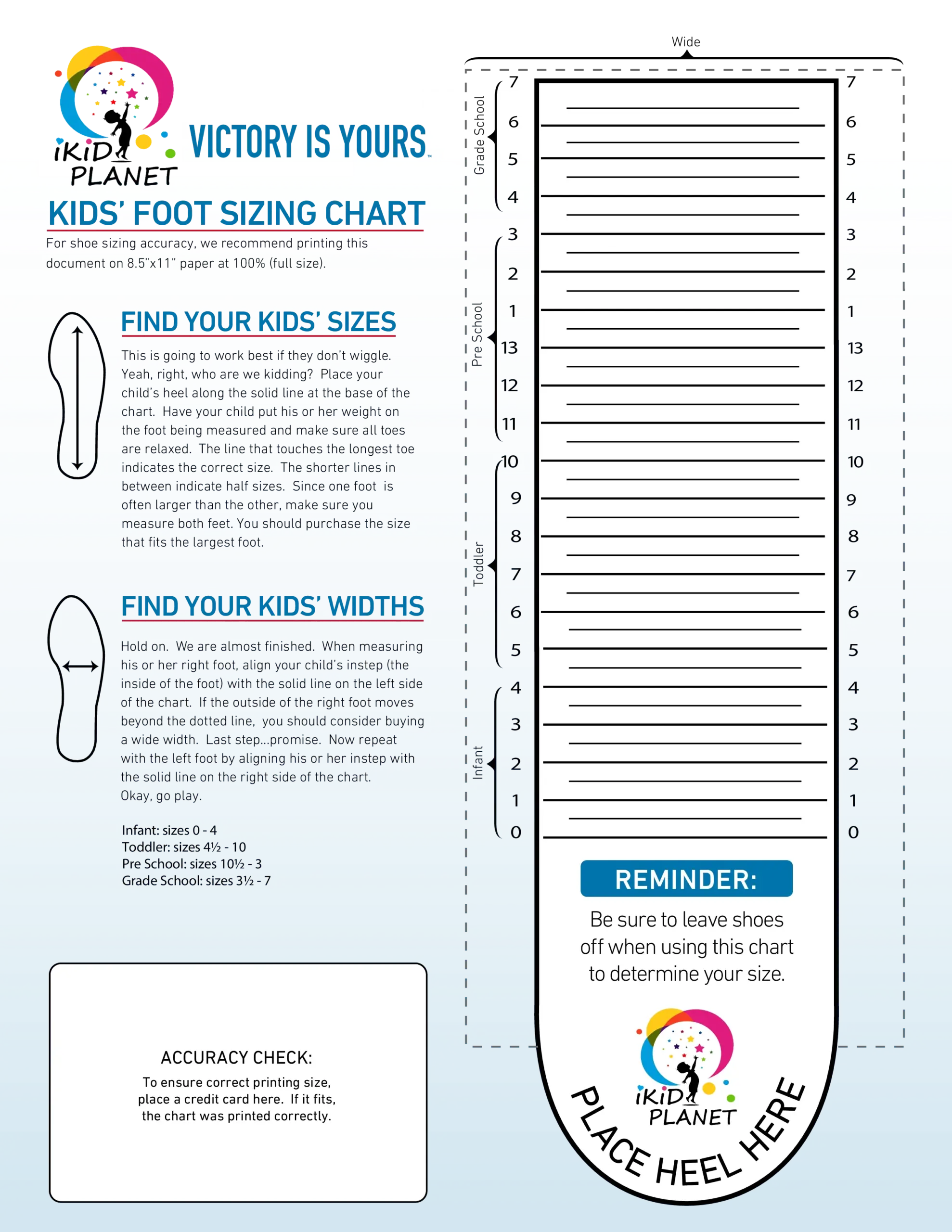printable foot sizing chart