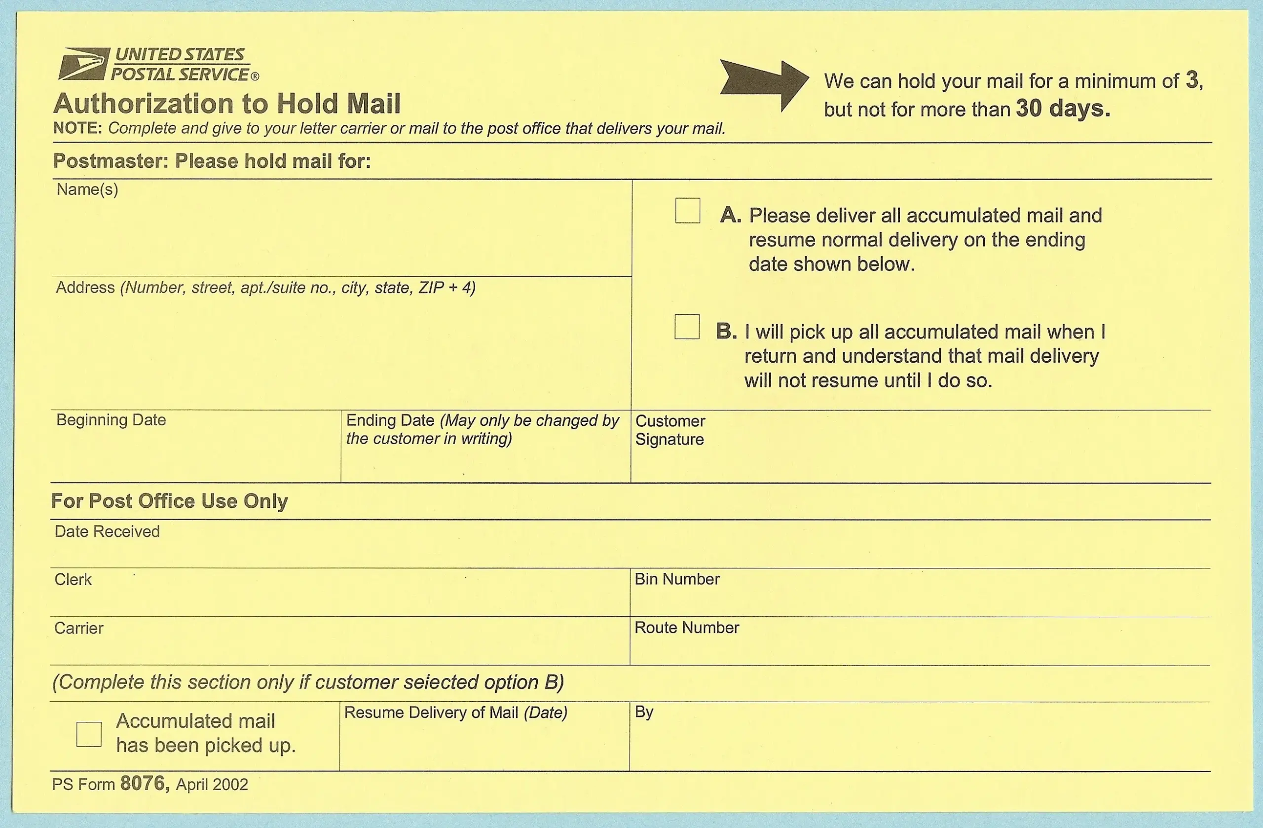 Printable Usps Form 8076 Printable Party Favors