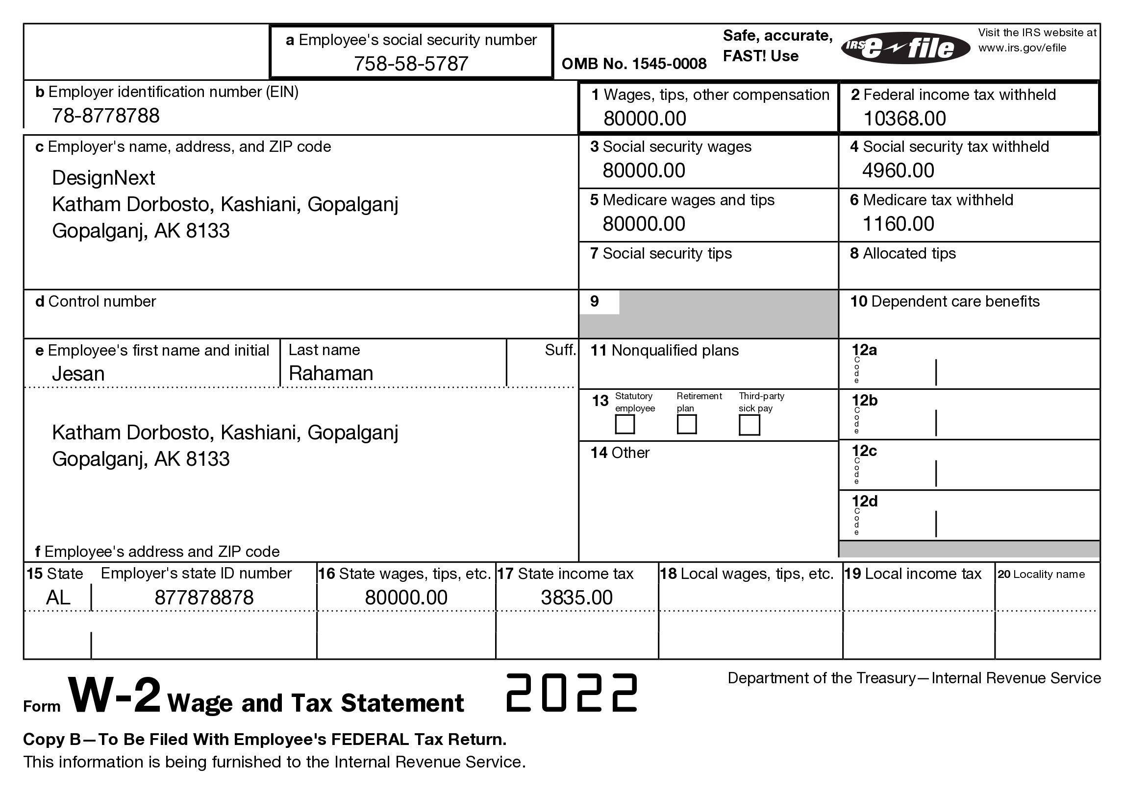 Printable W2 Form Generator Fast Accurate And IRS Compliant