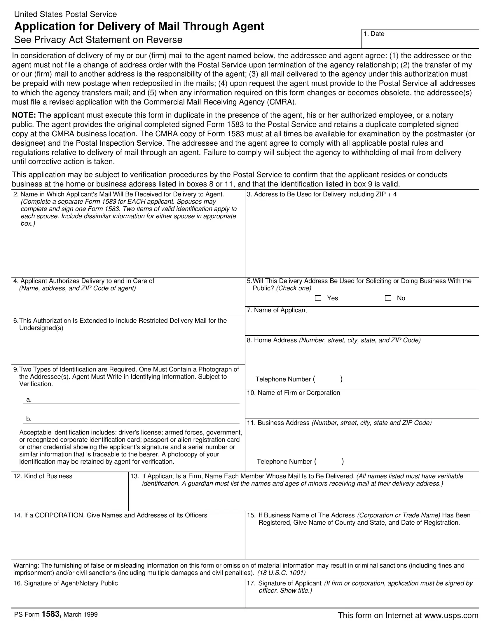 Ps Form 1583 Fill Out Printable PDF Forms Online