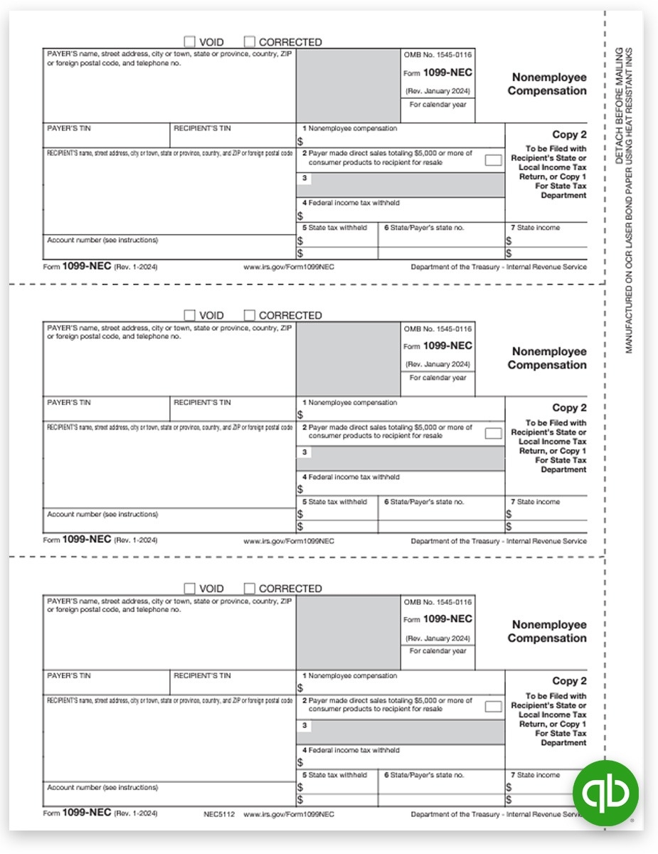 QuickBooks 1099NEC Form Envelope Set For Efilers DiscountTaxForms