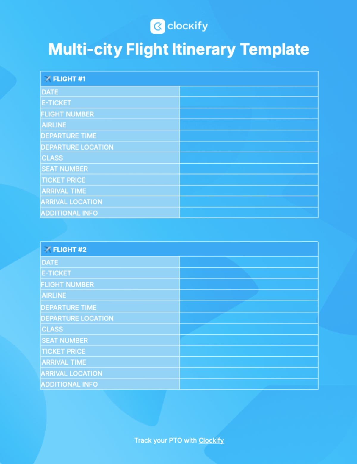 sample flight itinerary template