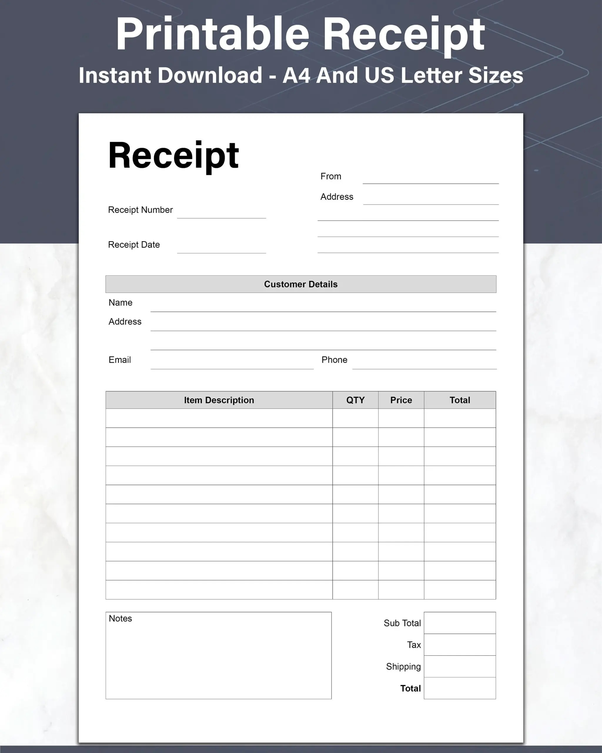 printable receipt form