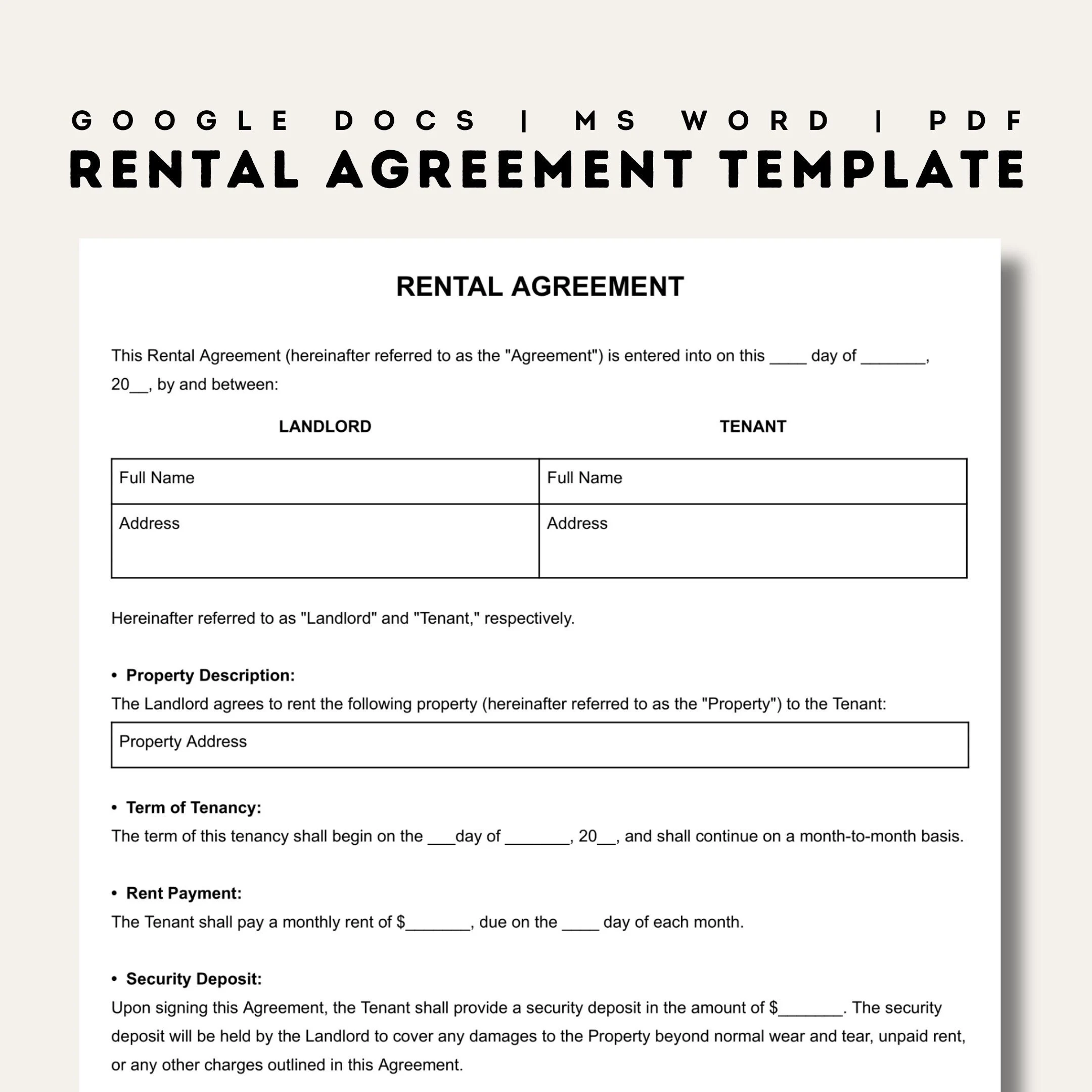 lease agreement form printable