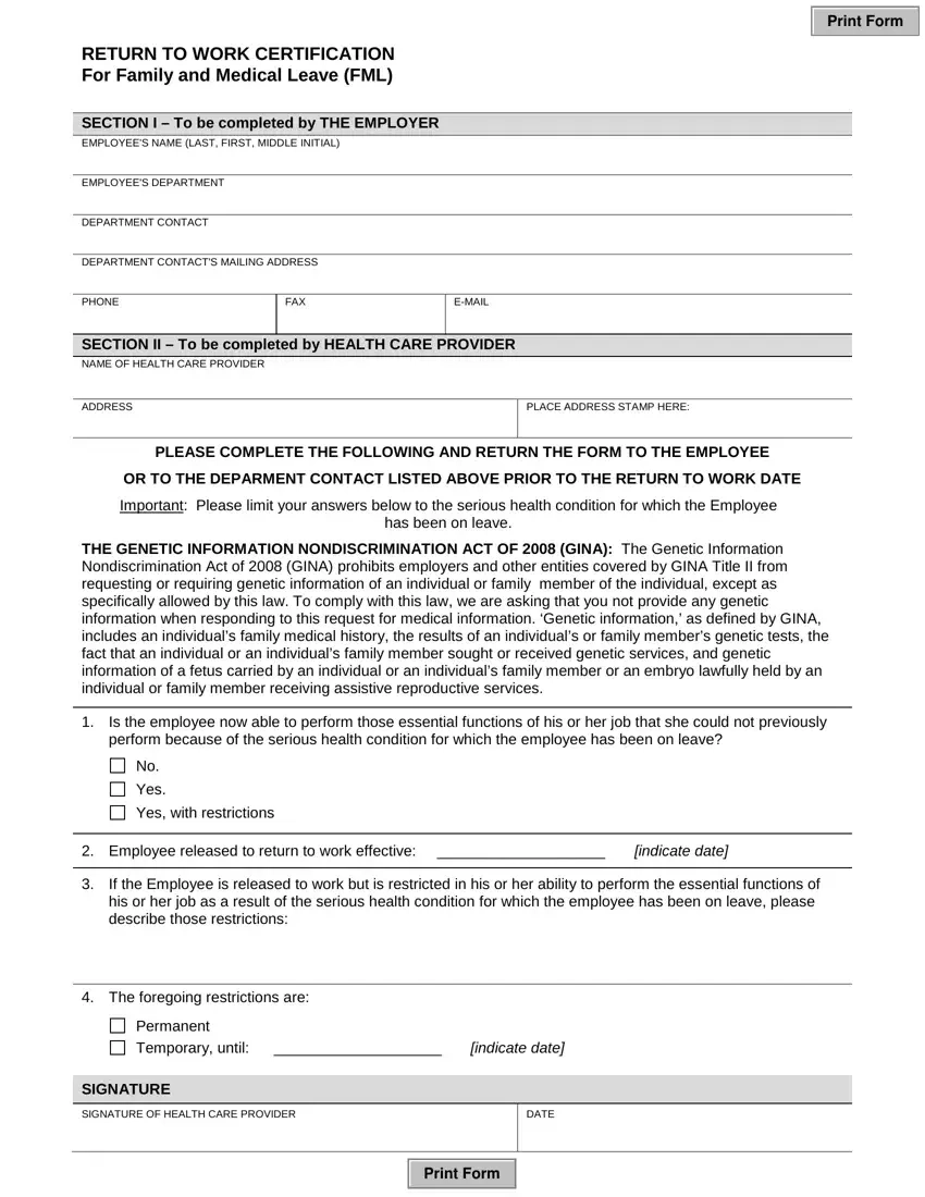 Return Work Medical Certification PDF Form FormsPal
