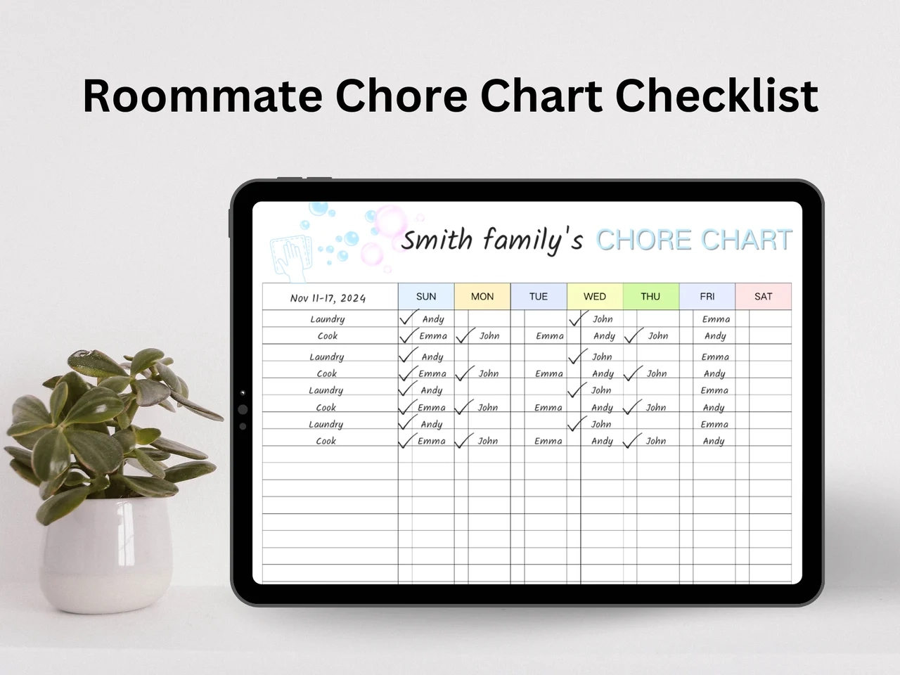 Roommate Chore Chart Checklist AFFiNE AFFiNE