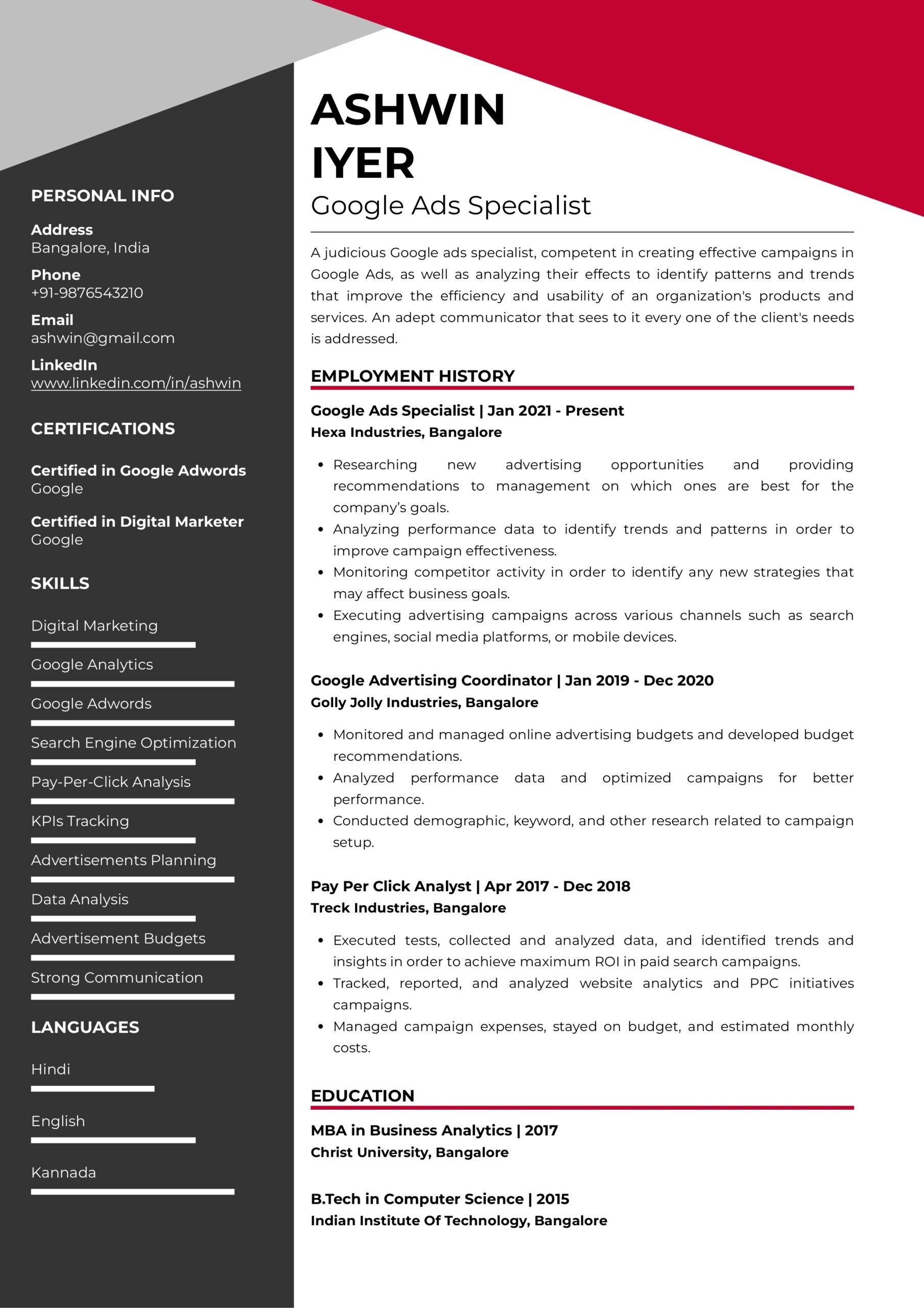 successful resume examples google