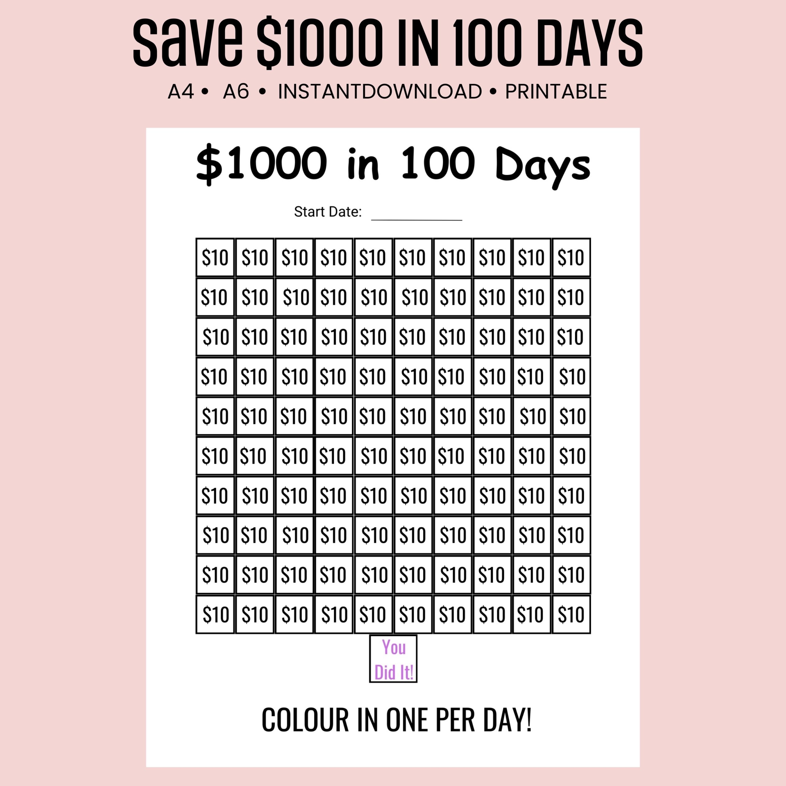 Save 1 000 In 100 Day Challenge