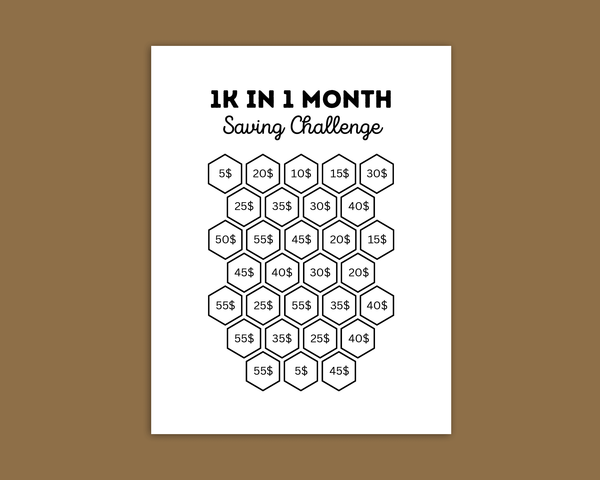 Save 1000 In 30 Days Printable Money Saving Challenge Amwa Templates