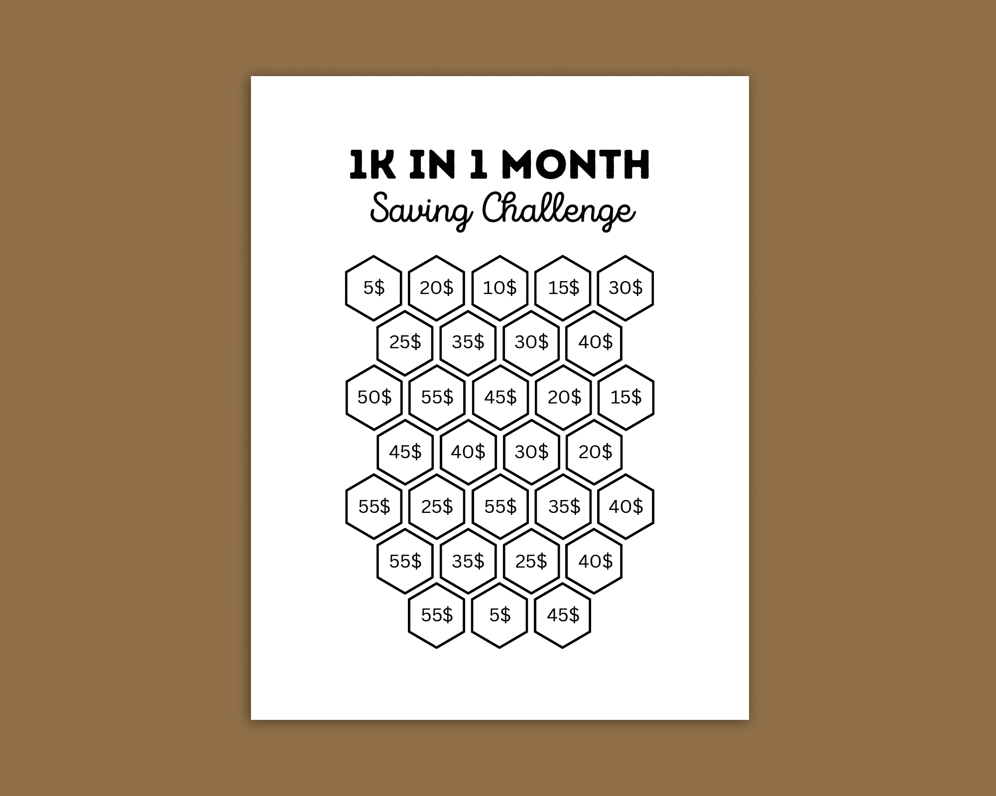 Save 1000 In 30 Days Printable Money Saving Challenge Amwa Templates