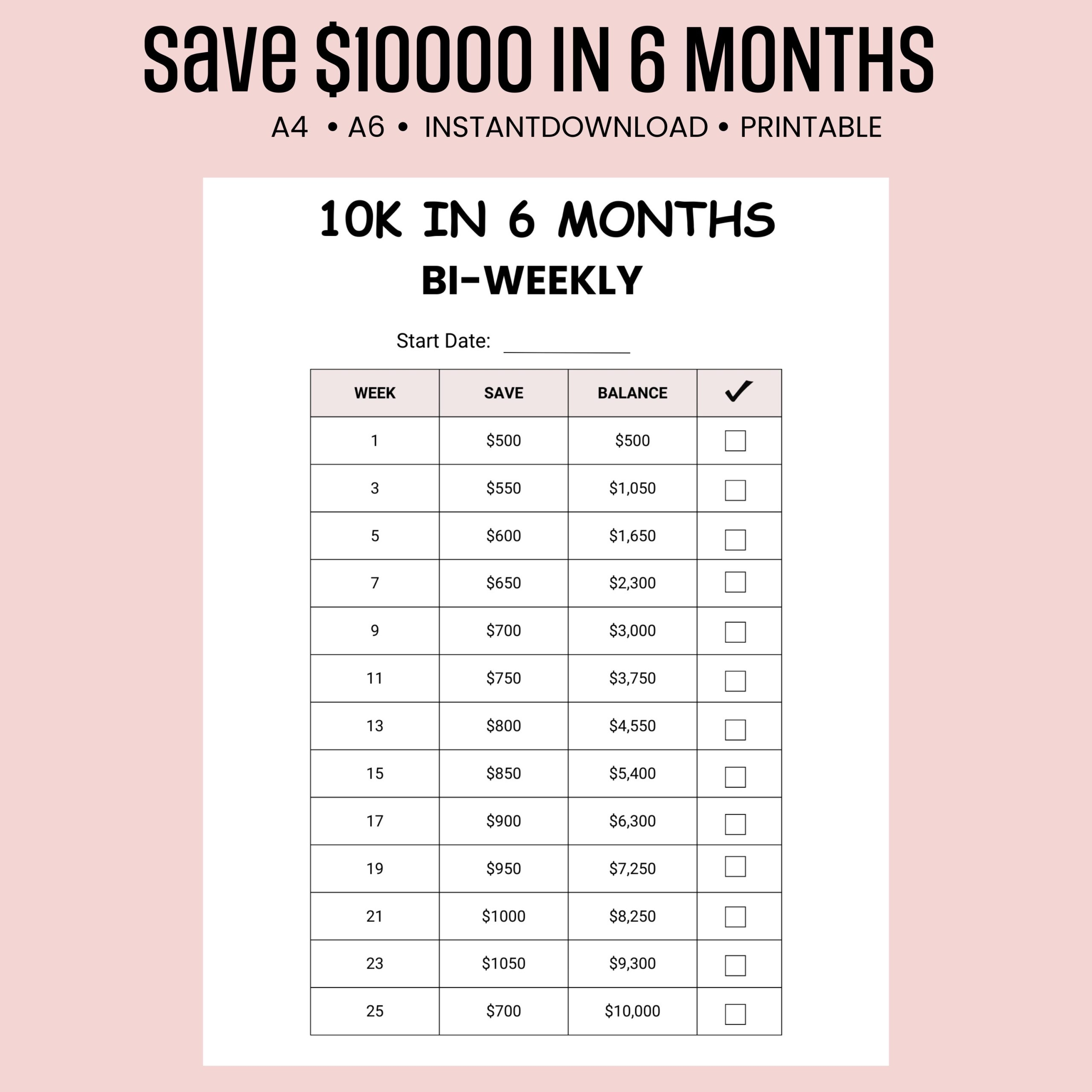 Save 10000 In 6 Months Biweekly