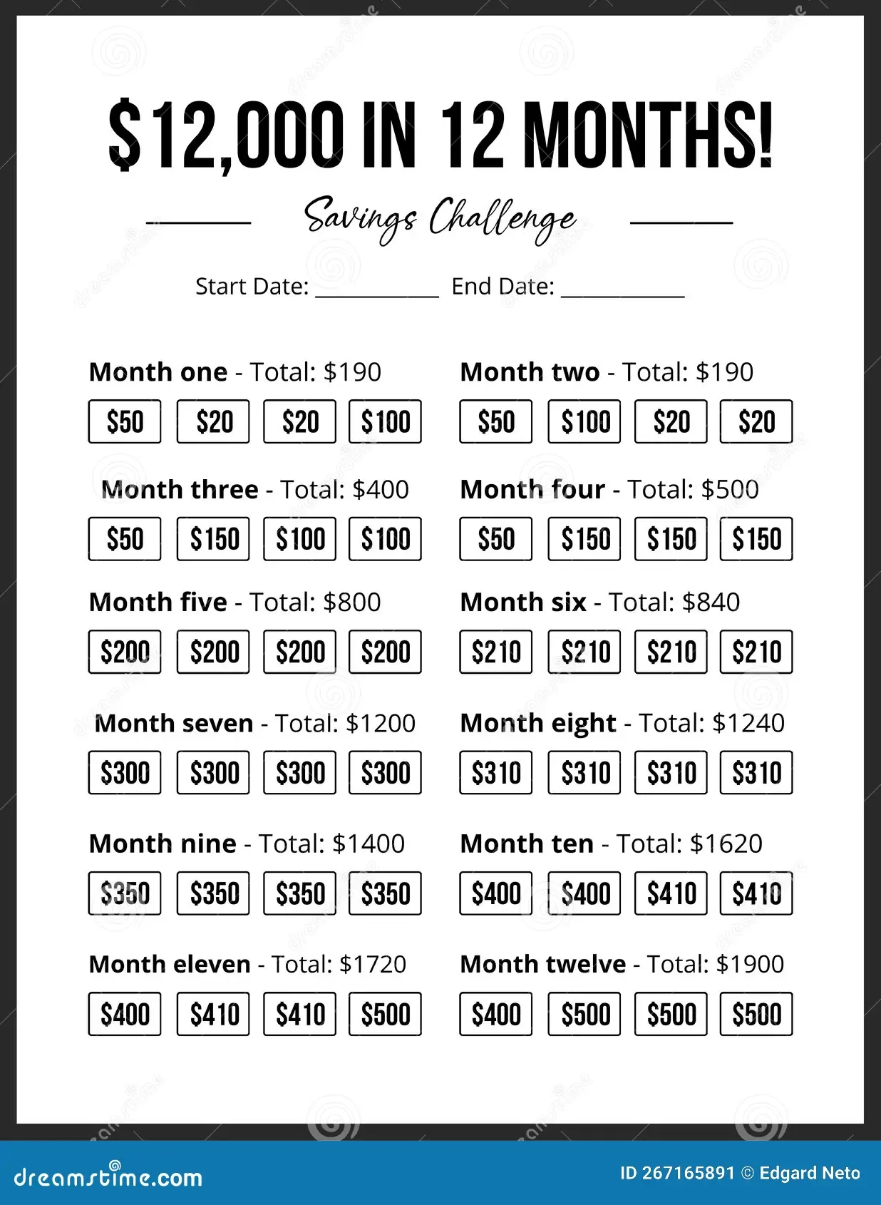 12 month savings challenge