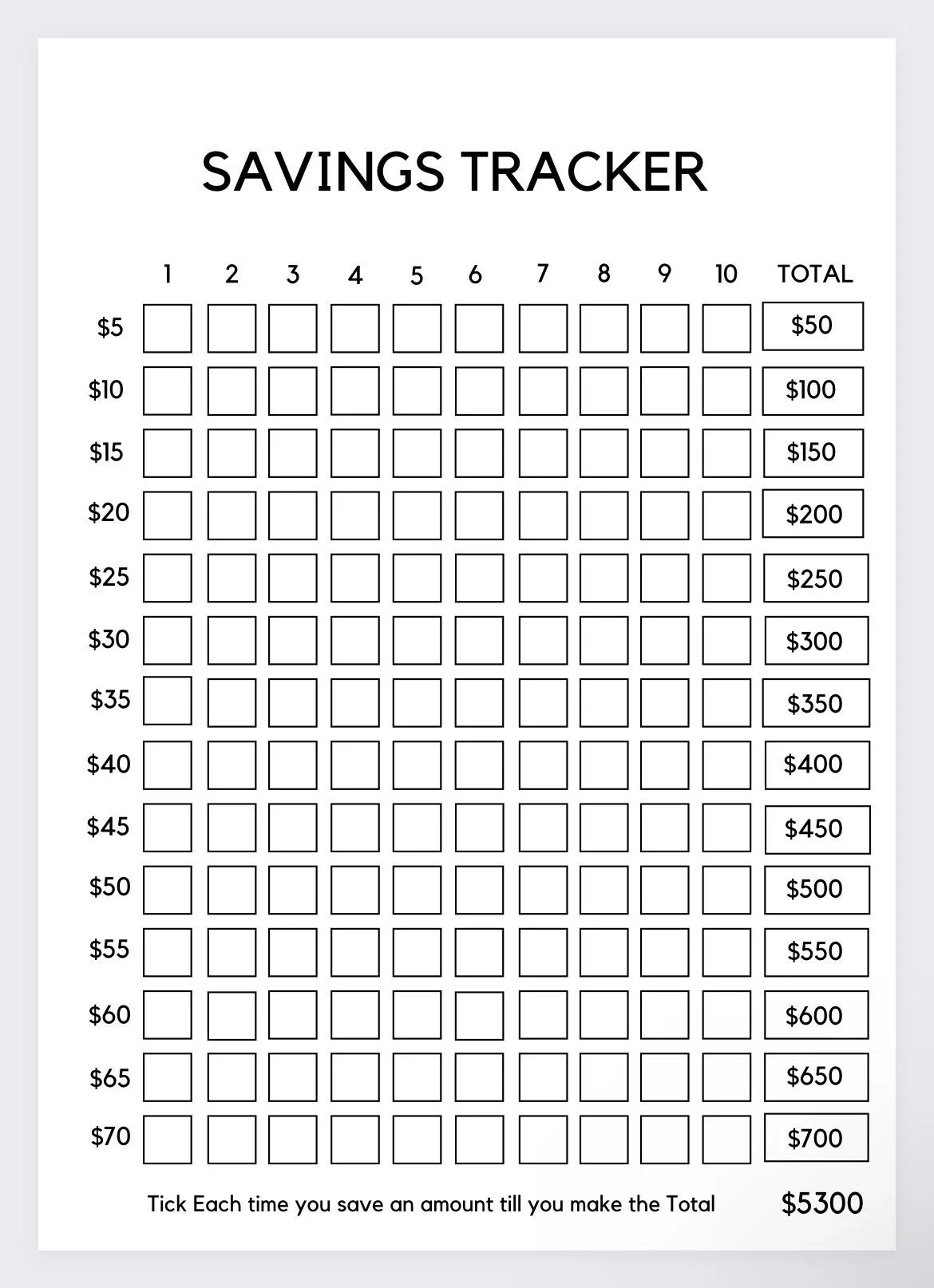 printable money saving charts