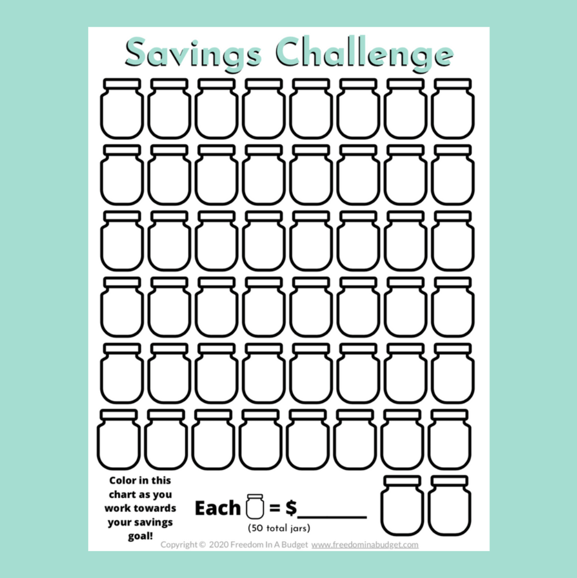 free printable savings challenge