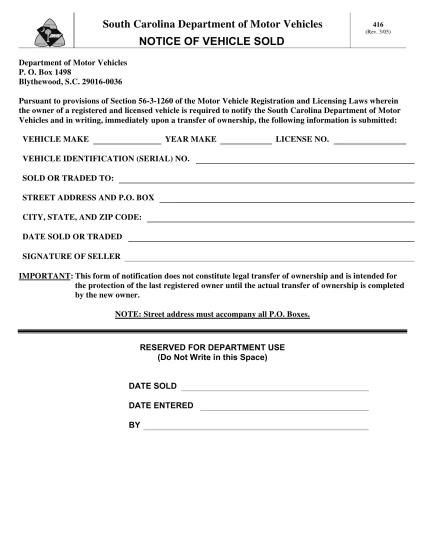 Sc Dmv Form 416 Fill Out Printable PDF Forms Online
