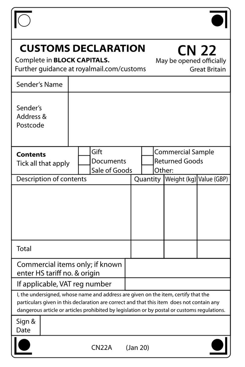 Self Adhesive CN22 Custom Declaration Forms Labels 10 25 50 100 250 500 EBay