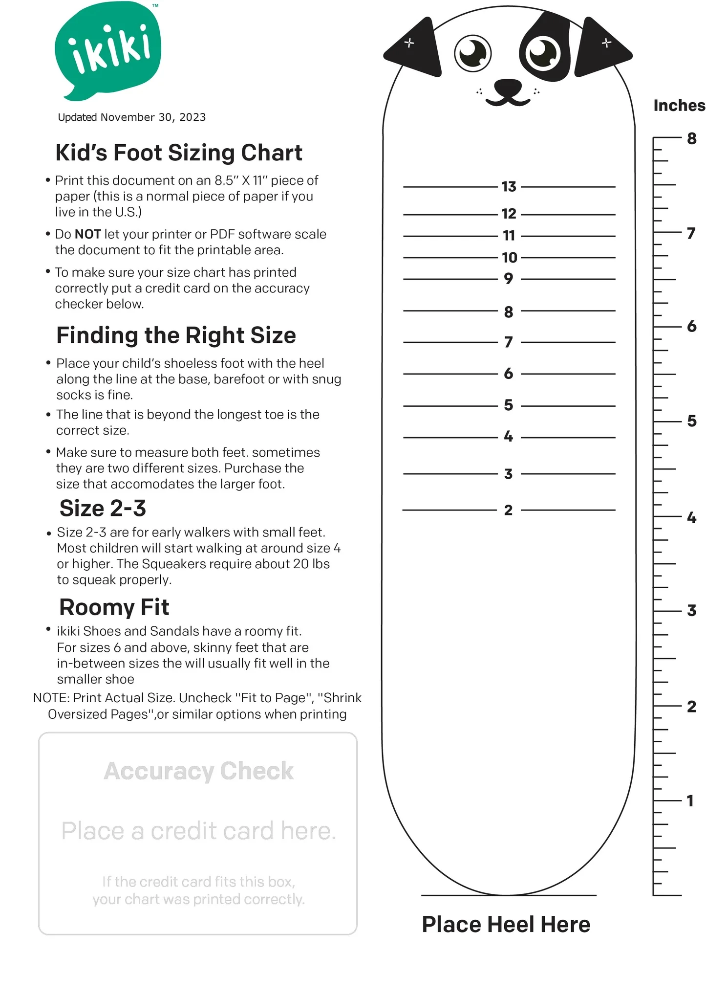 printable shoe sizing chart