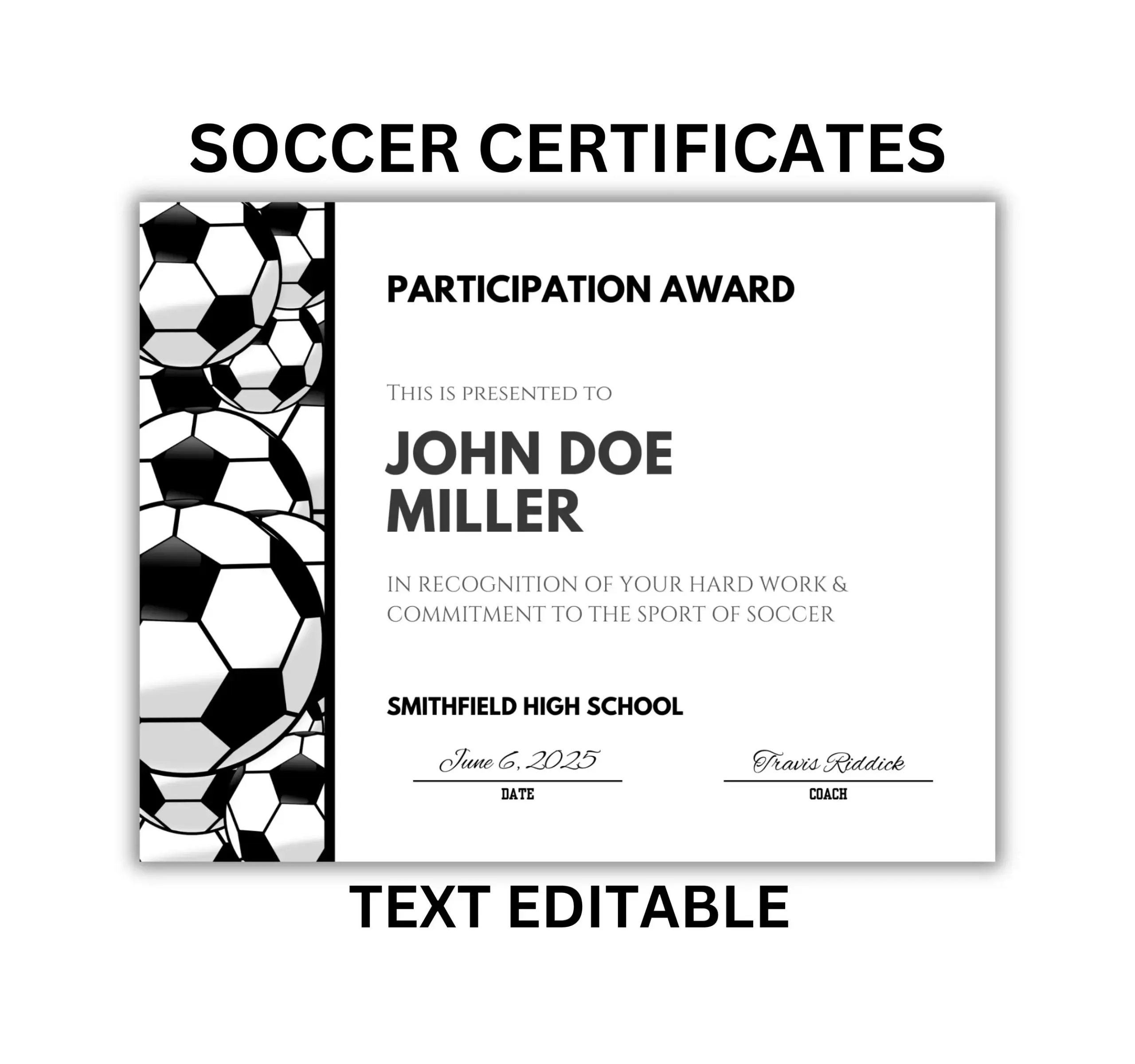 SOCCER Award Certificate Templates MVP Award Soccer Certificates For High School AAU Soccer Instant Download Etsy