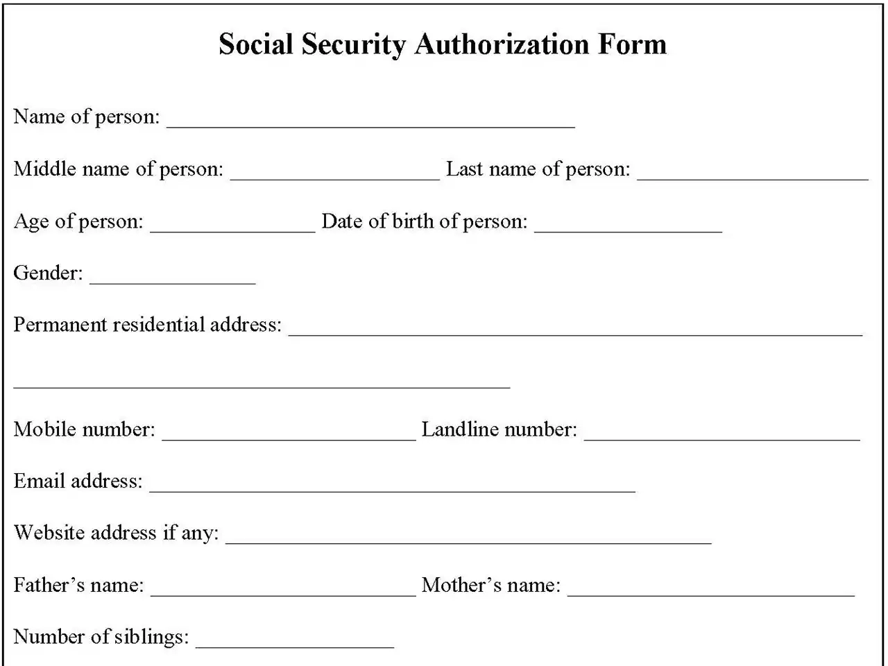 social security printable forms