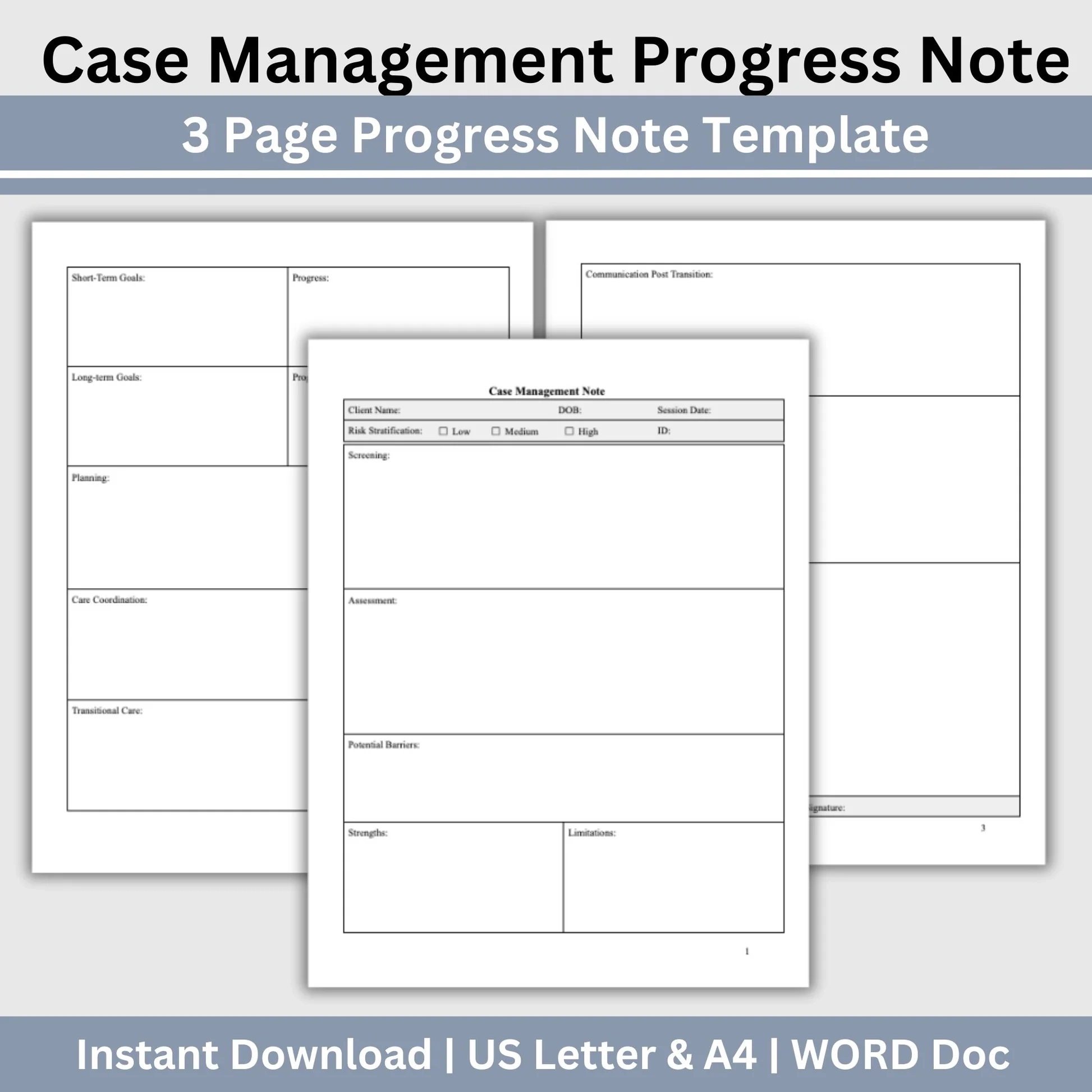 Social Worker Case Management Progress Note Template CCDigitalStudios