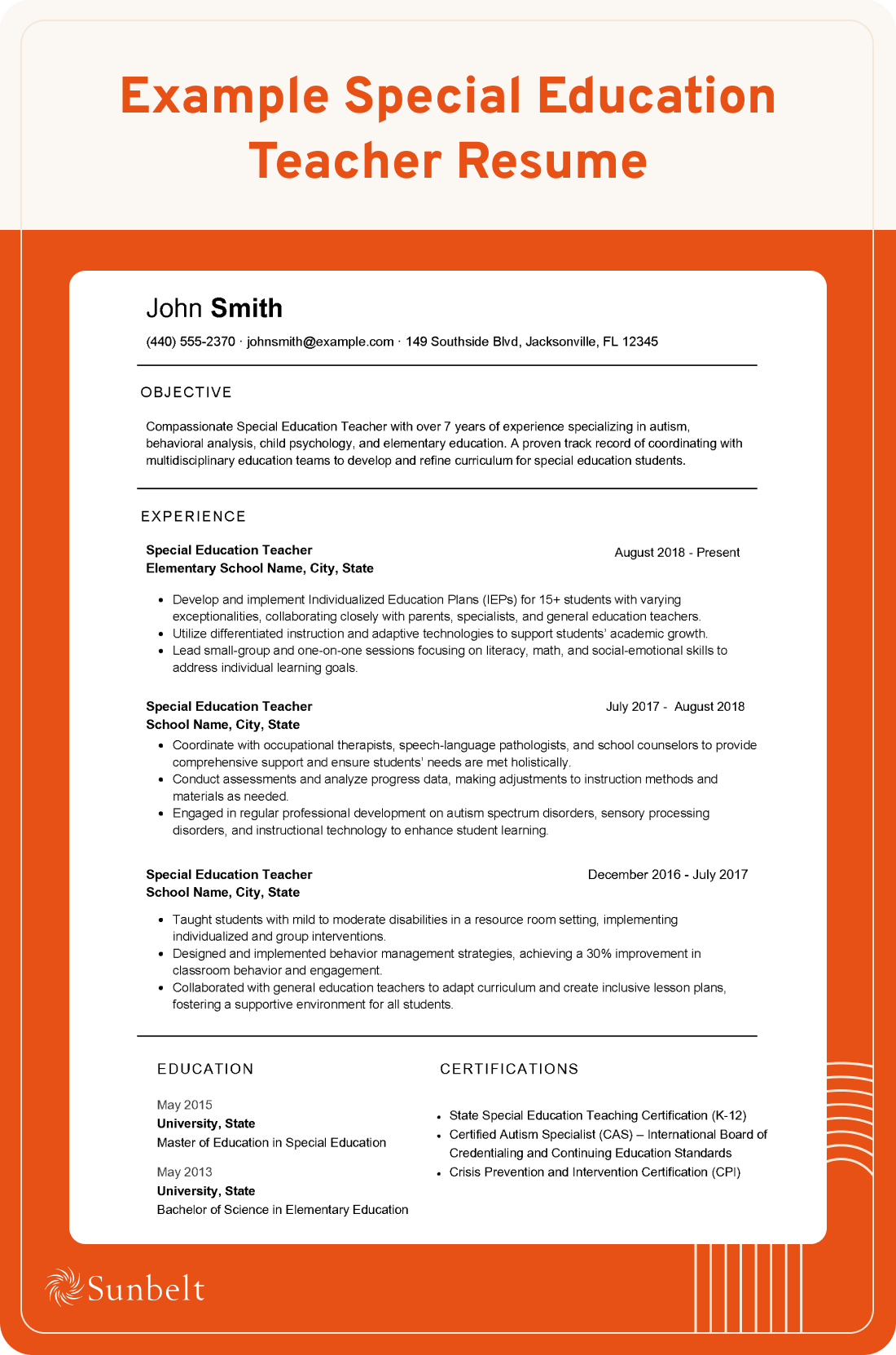 resume for special education teacher
