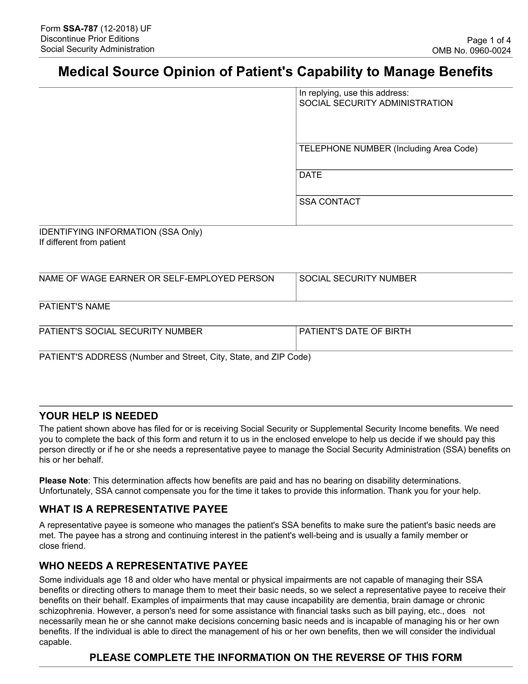 Ssa 787 Form Fill Out Printable PDF Forms Online