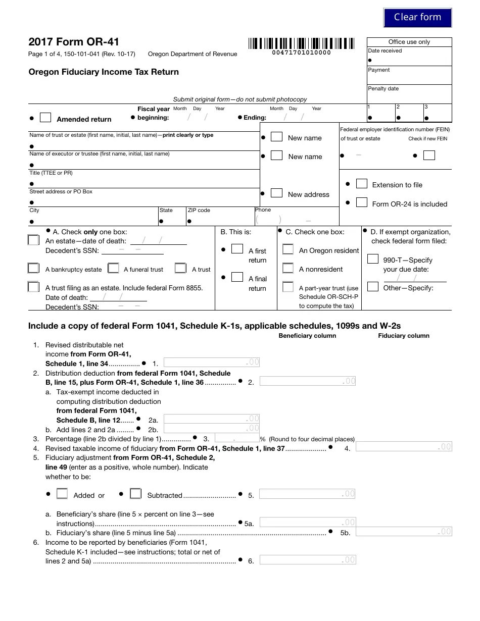 State Of Oregon Tax Forms Printable Study Planner