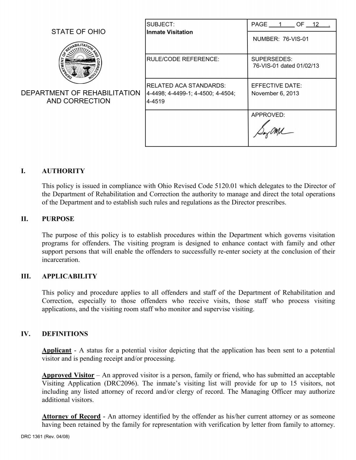 Subject Page Of Ohio Department Of Rehabilitation And Correction