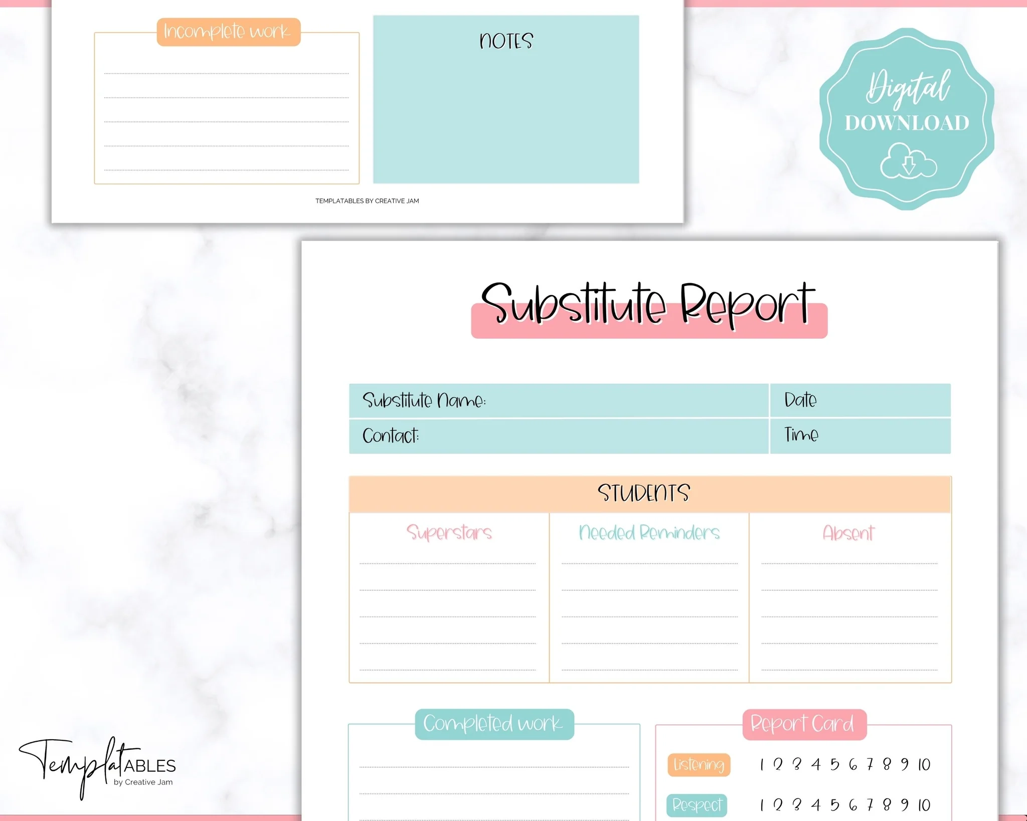 free printable substitute teacher forms