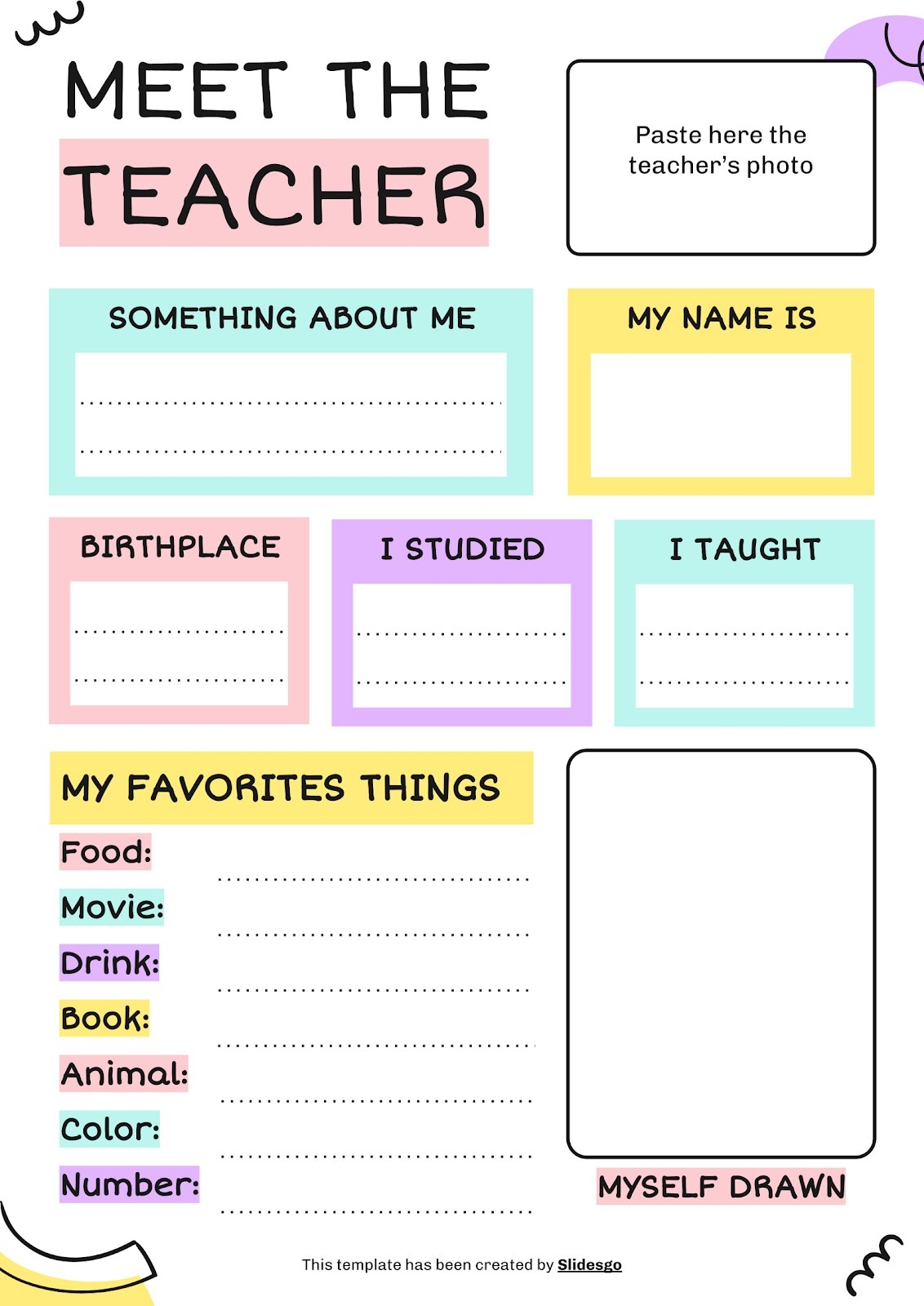 meet the teachers template