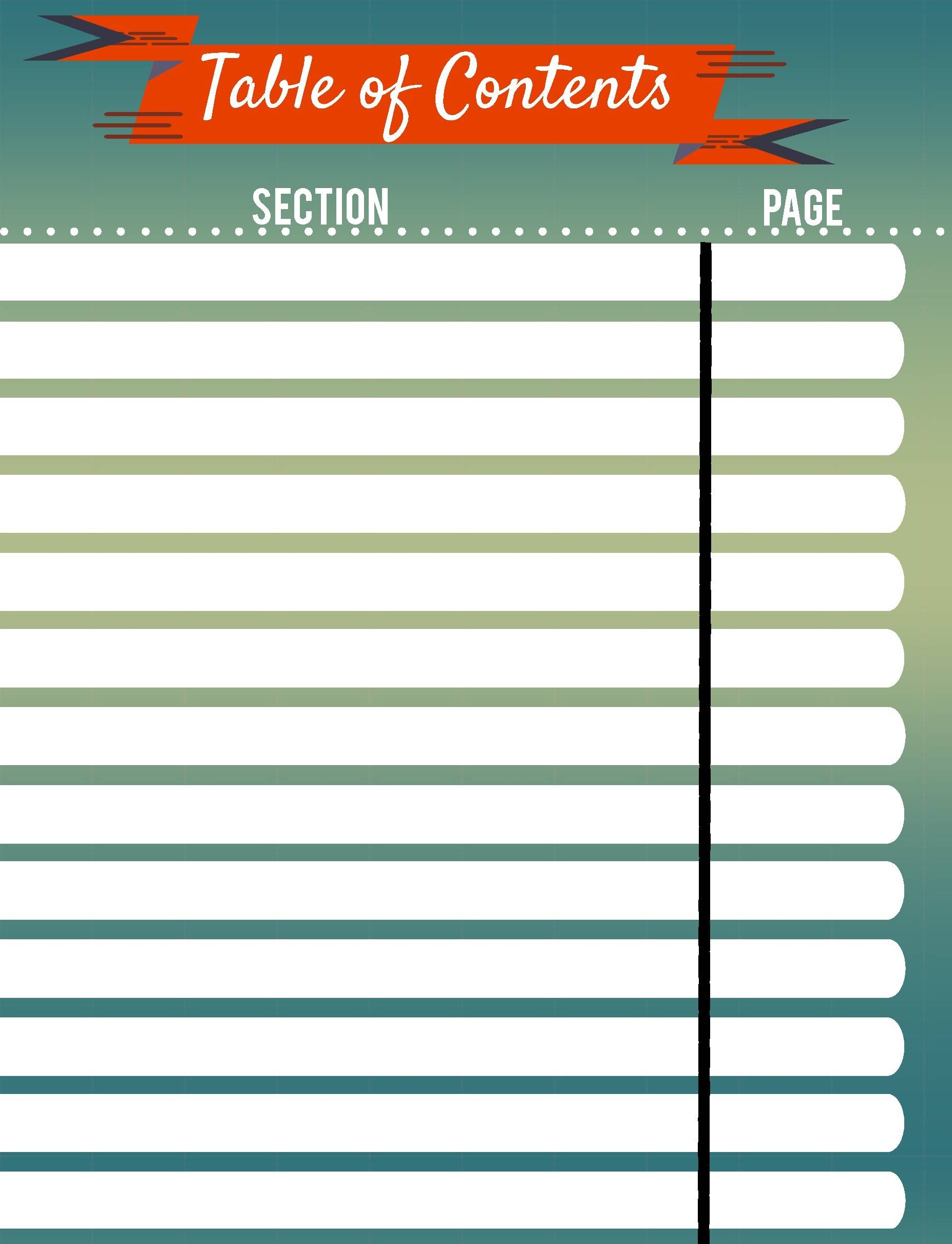 Table Of Contents Template Orange Rad By AMPD Creative Concepts TPT