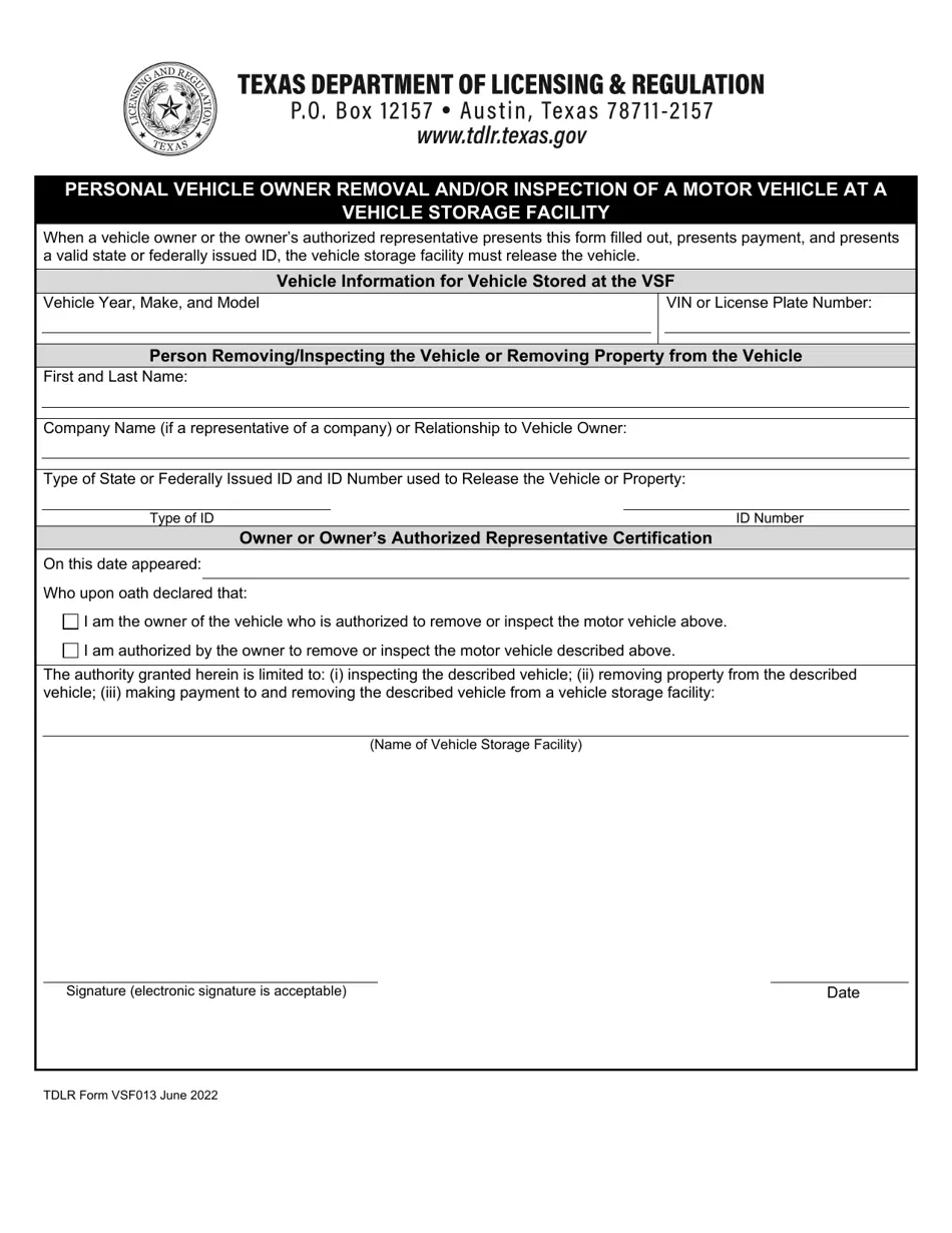 TDLR Form VSF013 Fill Out Sign Online And Download Fillable PDF Texas Templateroller