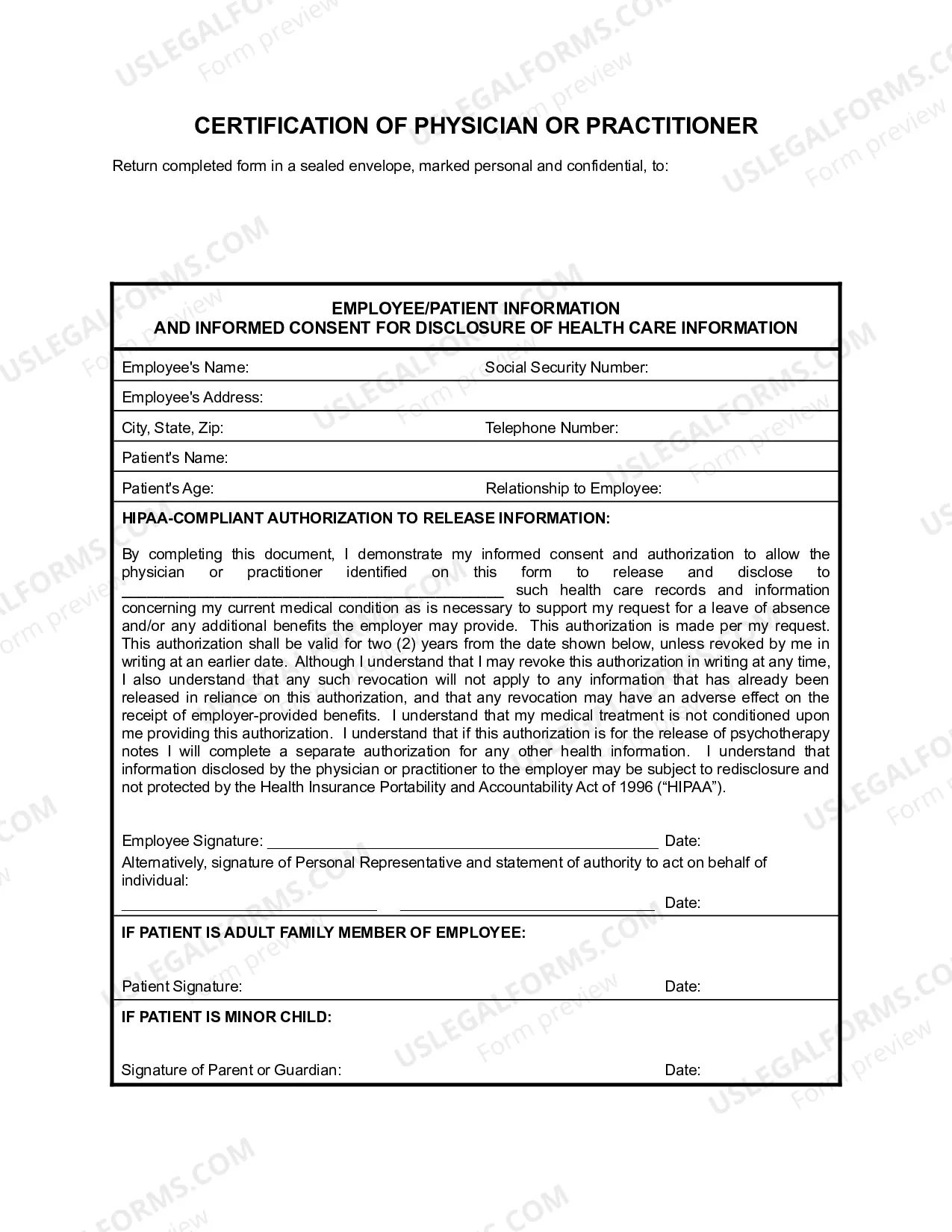 Texas FMLA Certification Of Physician US Legal Forms