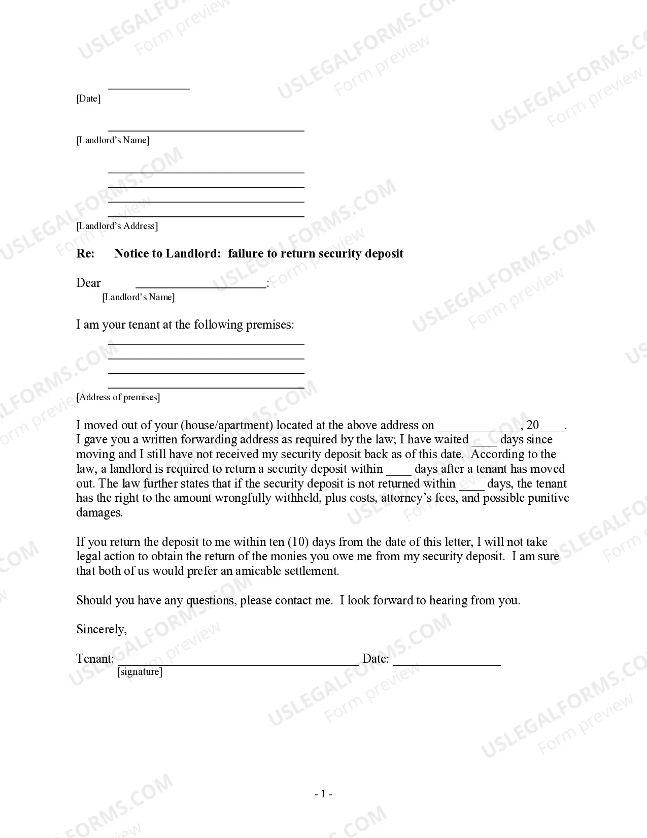 Texas Letter From Tenant To Landlord Containing Notice Of Failure To Return Security Deposit And Demand For Return US Legal Forms