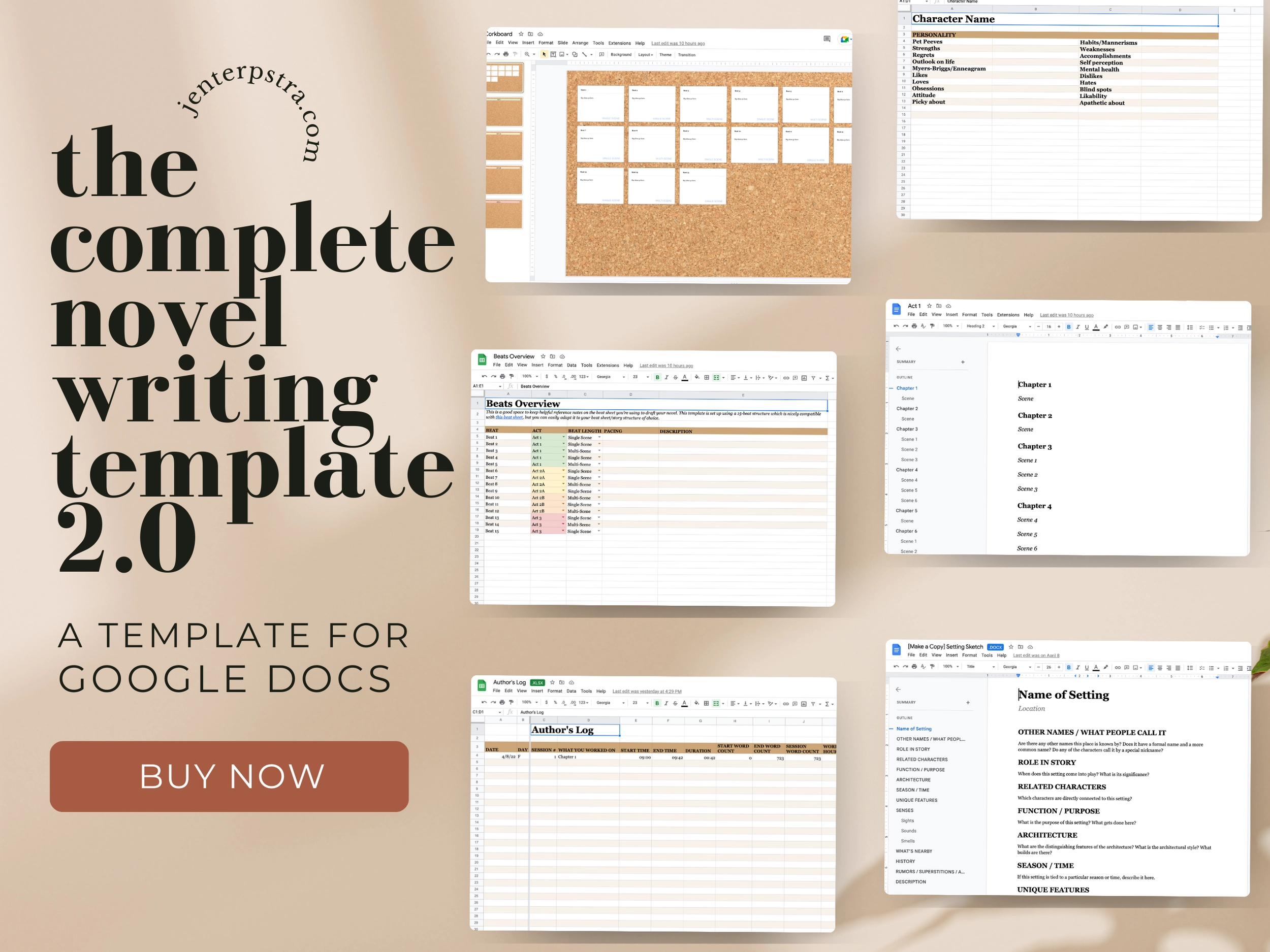 The Complete Novel Writing Template For Google Docs everything For Planning And Drafting Your Novel Jen Terpstra