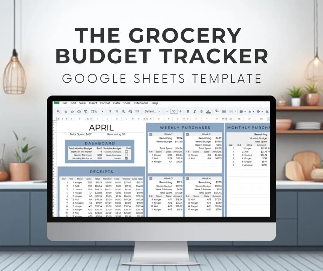 The Grocery Budget Tracker Google Sheet Template Etsy